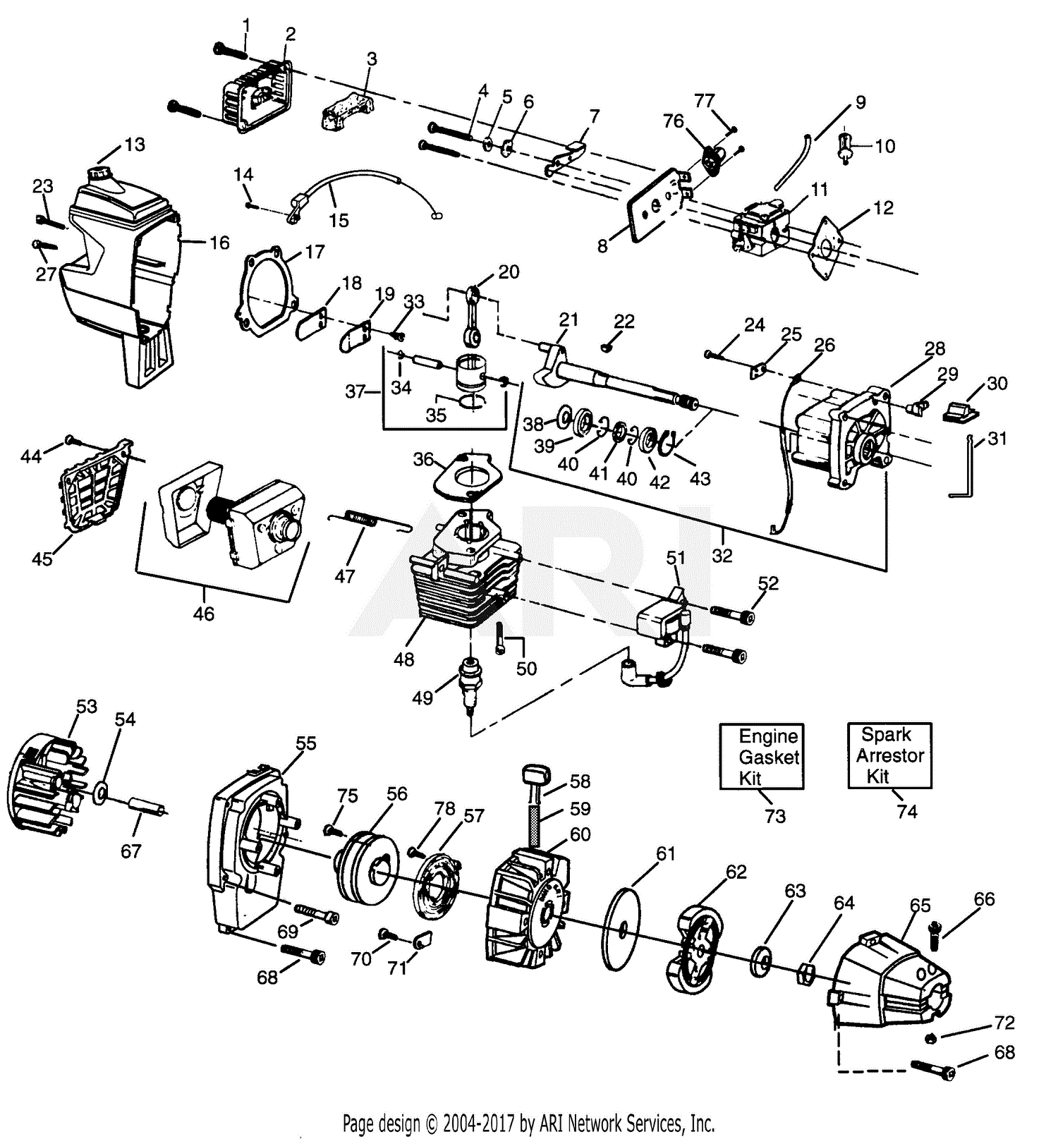 Poulan XT85 Gas Trimmer Parts Diagram for POWER UNIT