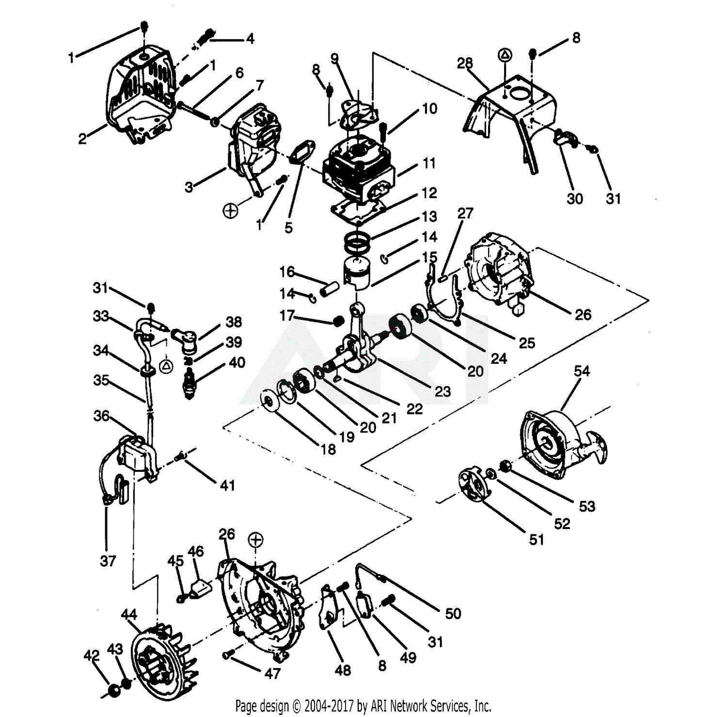 Poulan YP200 Gas Trimmer Parts Diagram for INTERIOR POWER UNIT