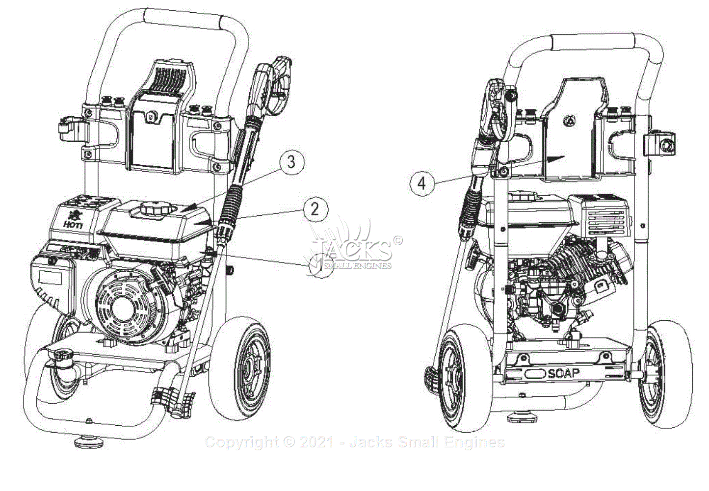 Powerhorse 45811E Parts Diagram For Safety Label Locations