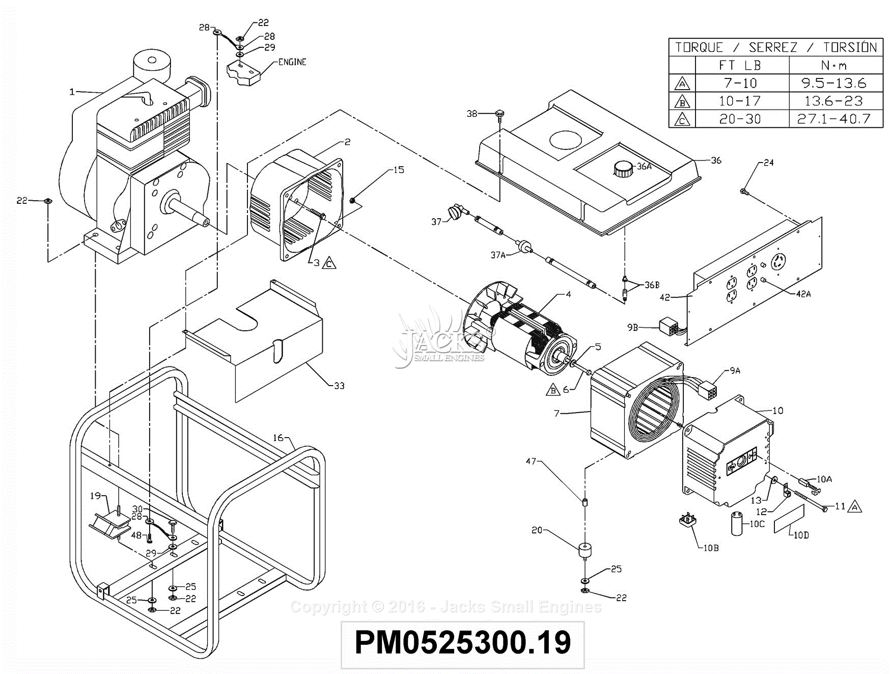 PowerMate Formerly Coleman PM0525300.19 Parts Diagram for Generator Parts