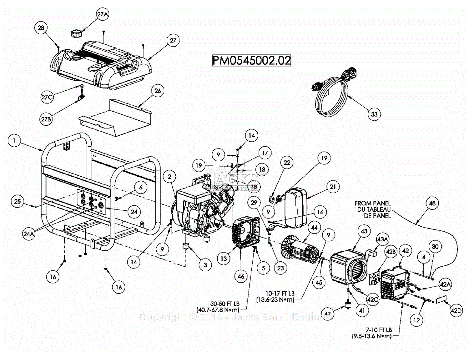 PowerMate Formerly Coleman PM0545002.02 Parts Diagram for Generator Parts