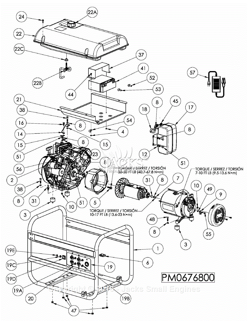 PowerMate Formerly Coleman PM0676800 Parts Diagram for Generator Parts