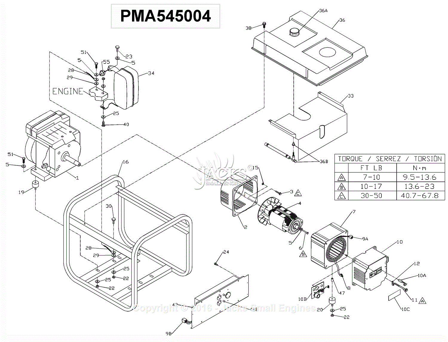 PowerMate Formerly Coleman PMA545004 Parts Diagram for Generator Parts