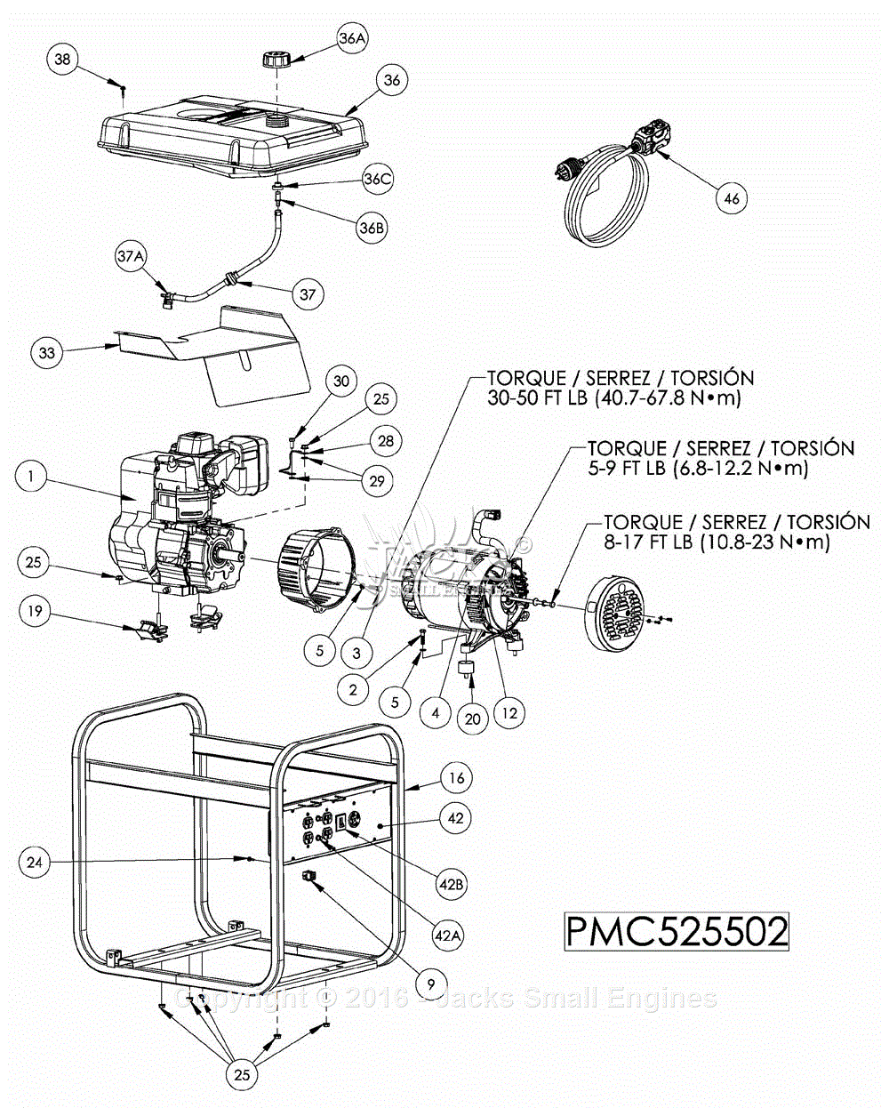 PowerMate Formerly Coleman PMC525502 Parts Diagram for Generator Parts