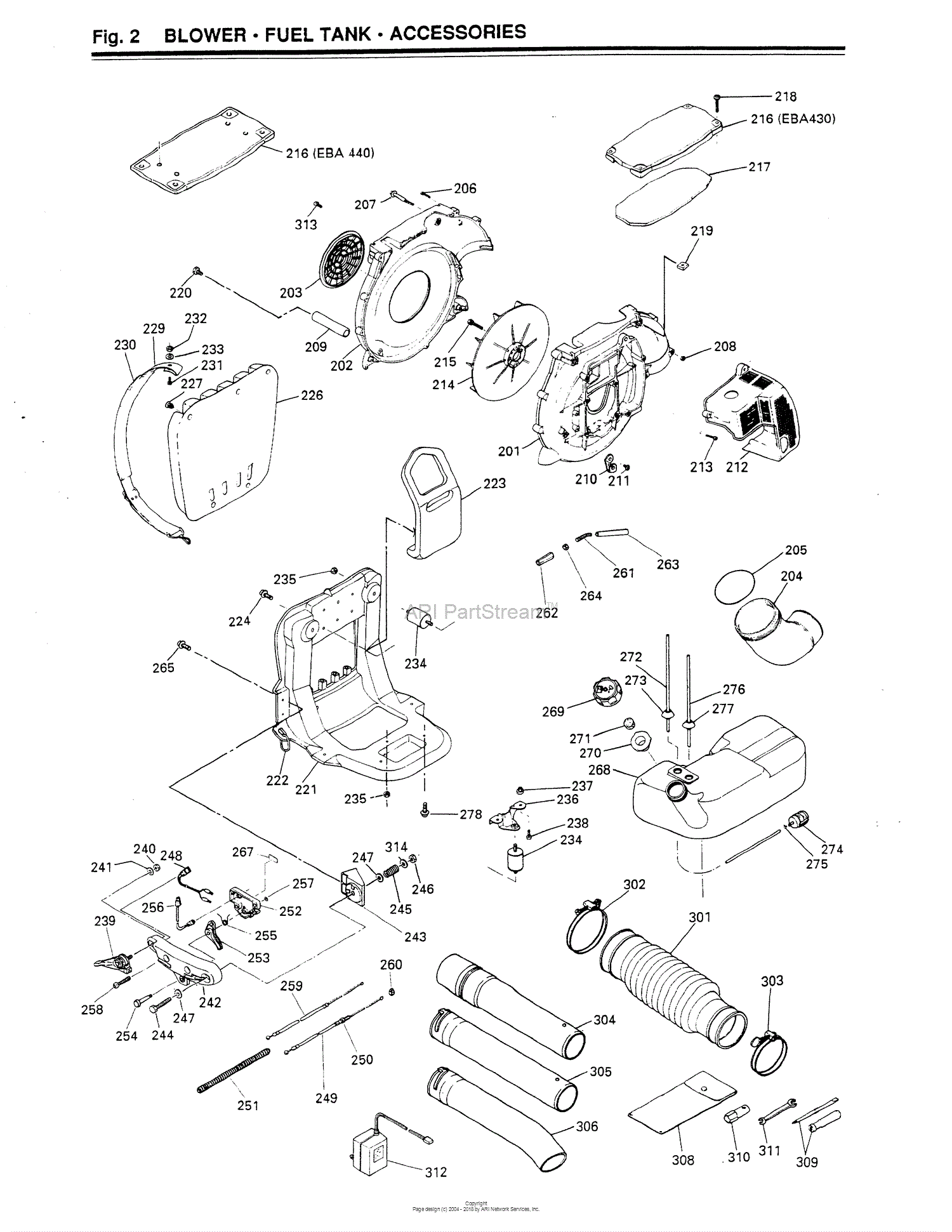 Red Max EBA430-10/90 Serial No. None Date 10/90 Parts Diagram for 022 ...