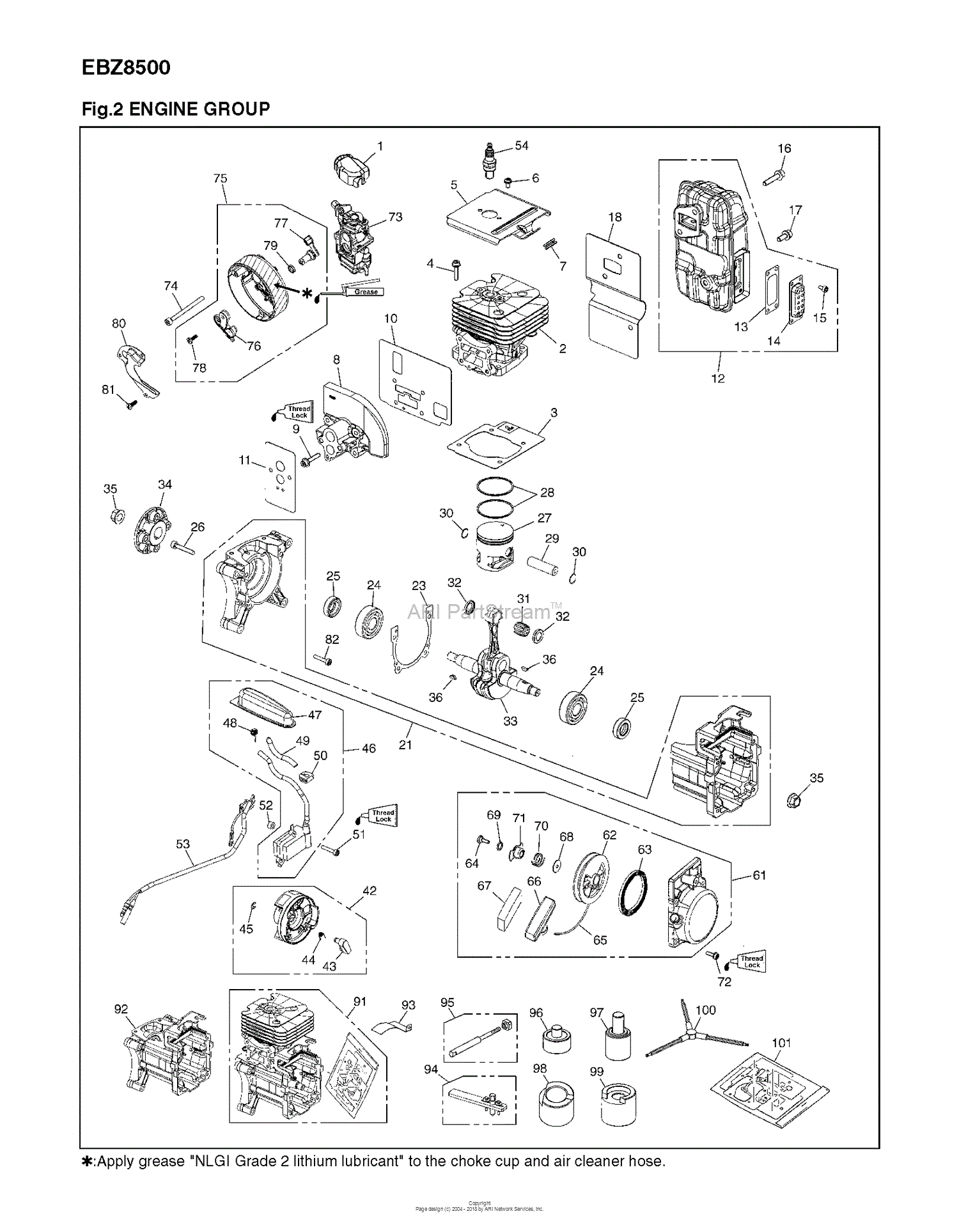 Red Max EBZ8500 - SN10200101 AND UP (2014-04) Parts Diagram for ENGINE