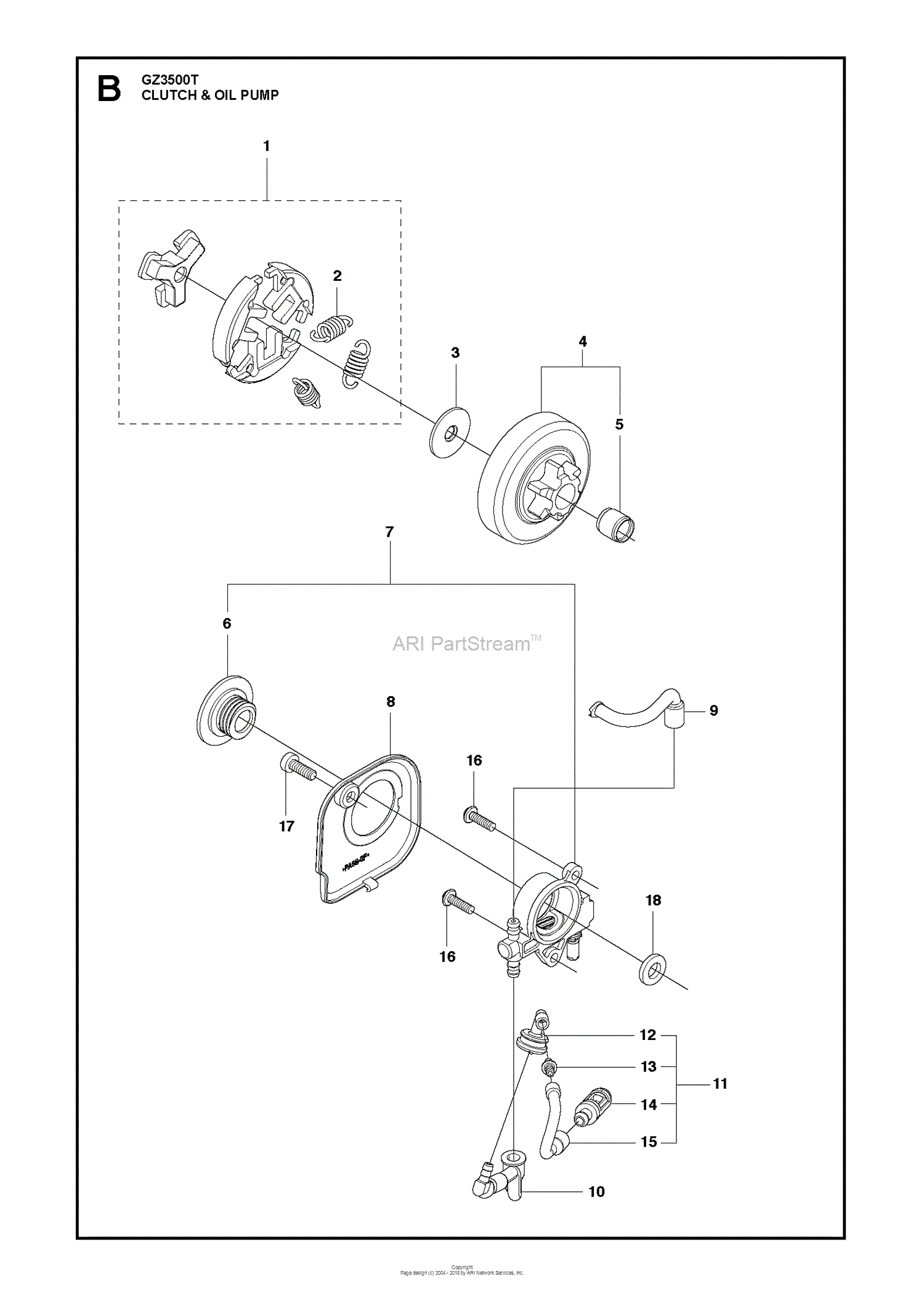 Red Max GZ3500T (2017-10) Parts Diagram for CLUTCH OIL PUMP