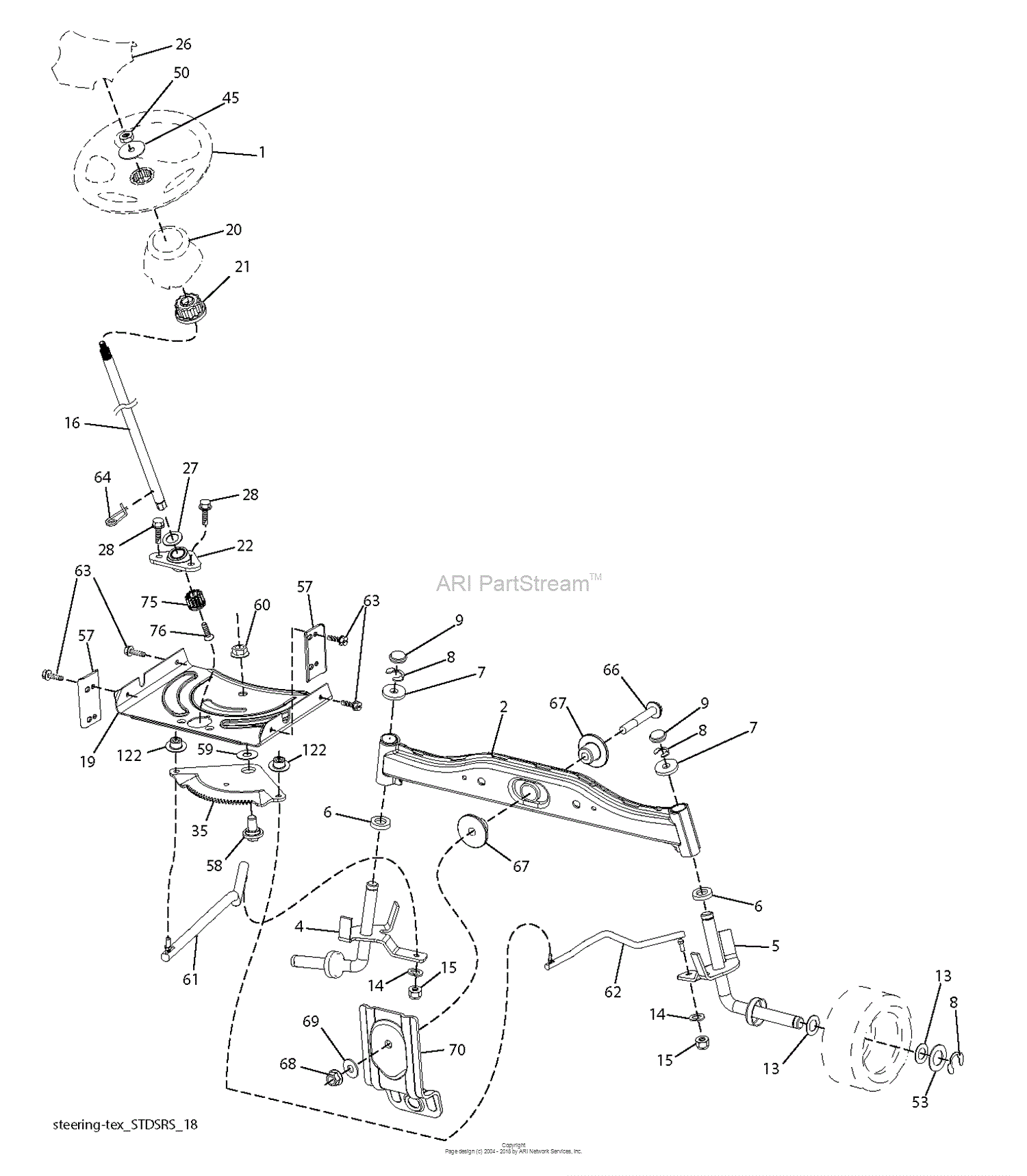 Red Max Yt1846 - 96043023500 (2017-05) Parts Diagram For Steering