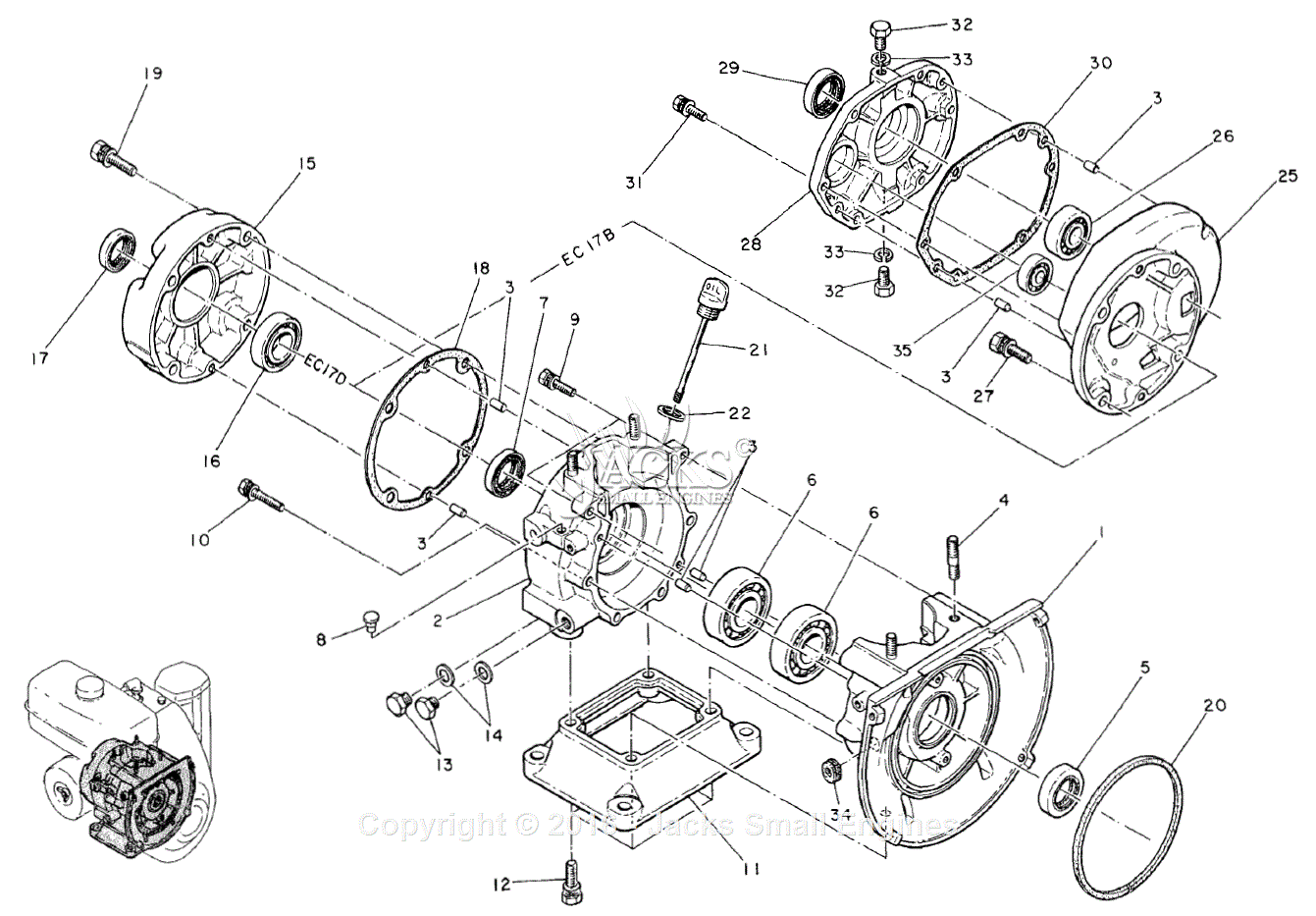 Robin/Subaru EC17 Parts Diagram for Crankcase