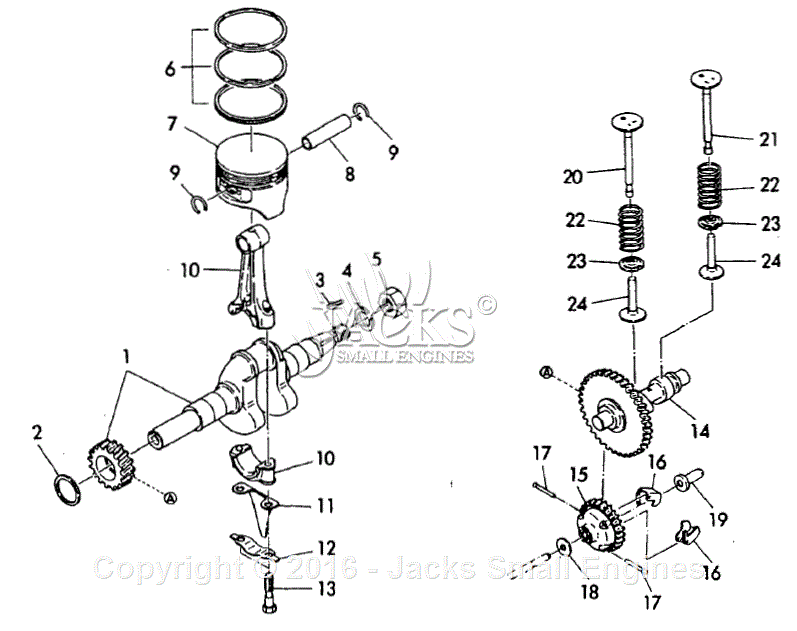 Robin/Subaru W1-185 Parts Diagram for Crankshaft/Camshaft ... goped engine diagram 