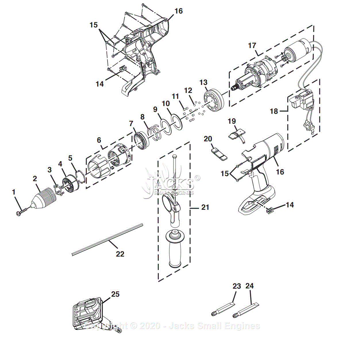 Ryobi P220 Parts Diagram for Parts Schematic