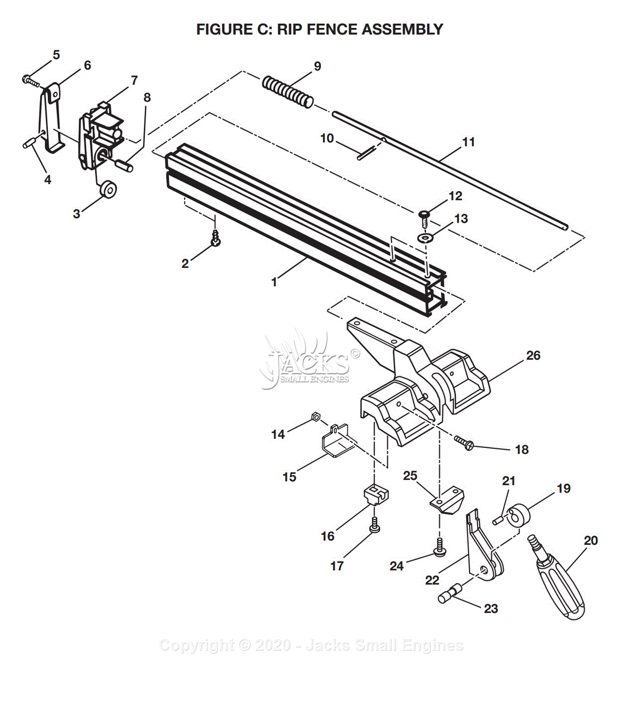Ryobi Bt3100 Parts Diagram For Figure C Rip Fence