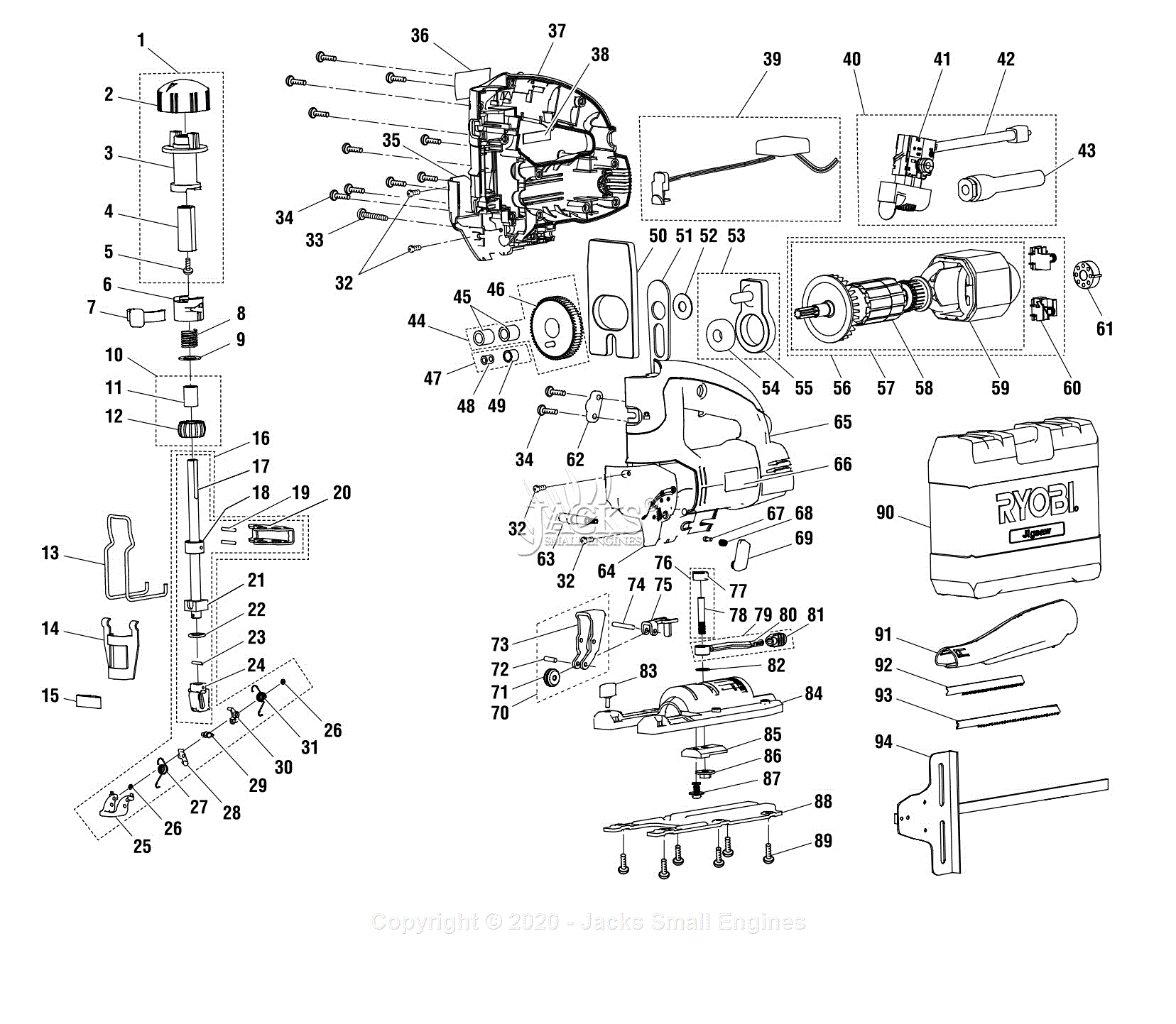Ryobi JS550 Parts Diagram for Parts Schematic