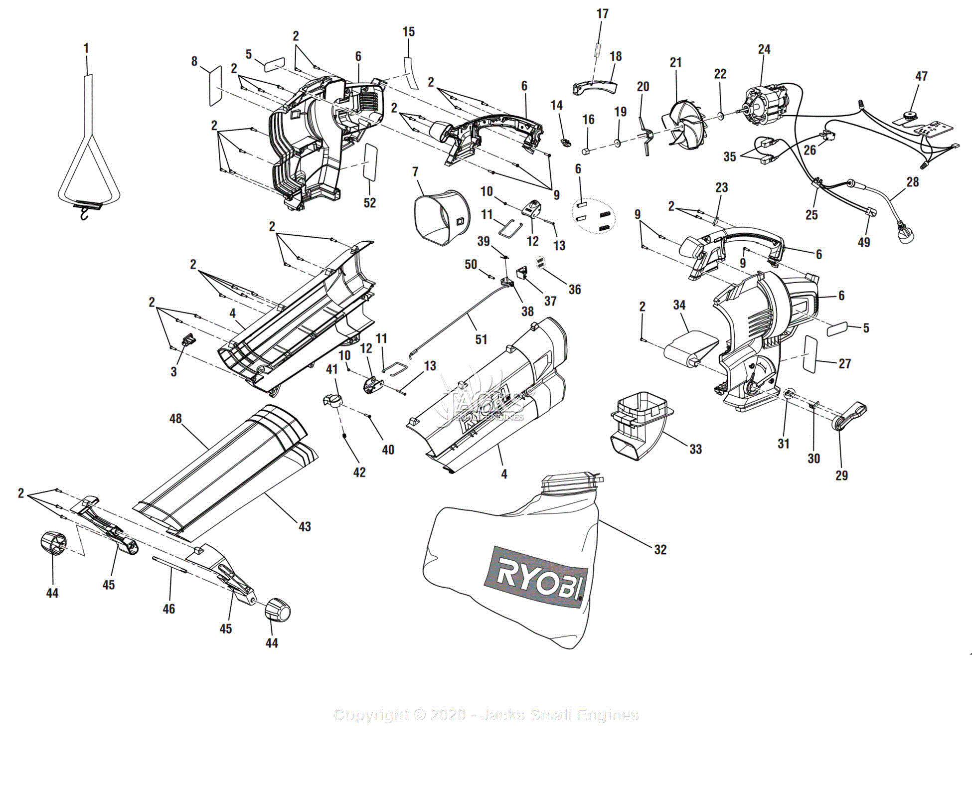 Ryobi RY42110 Parts Diagram for Parts Schematic