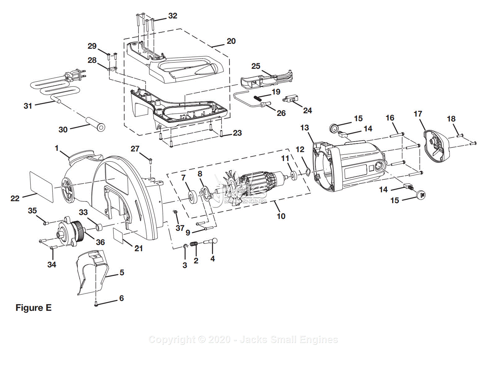 Ryobi TS1552LA Parts Diagram for Figure E