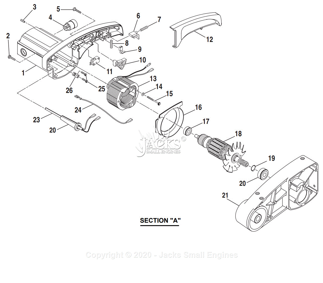 Ryobi TS230 Parts Diagram for Section A