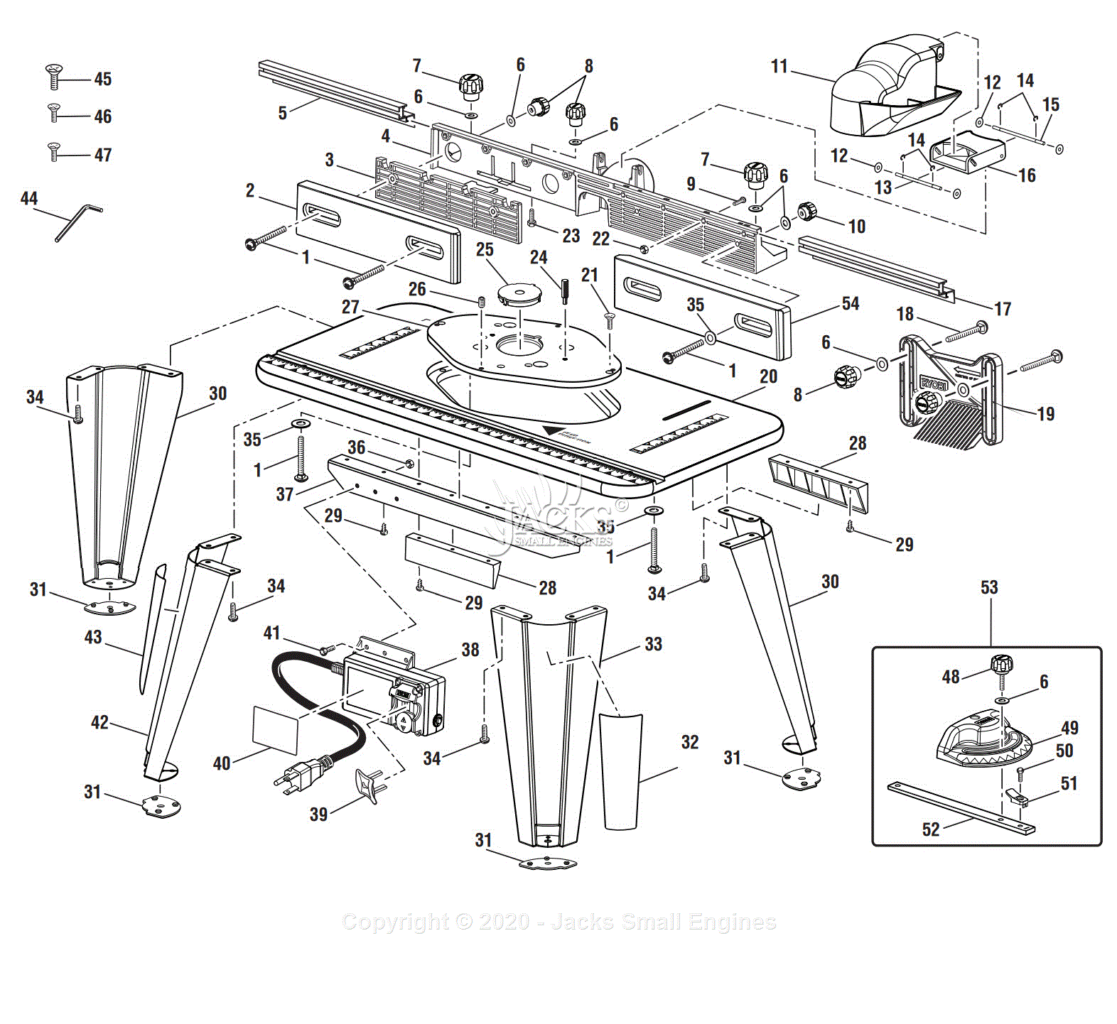 Ryobi A25RT02 Parts Diagram for Parts Schematic