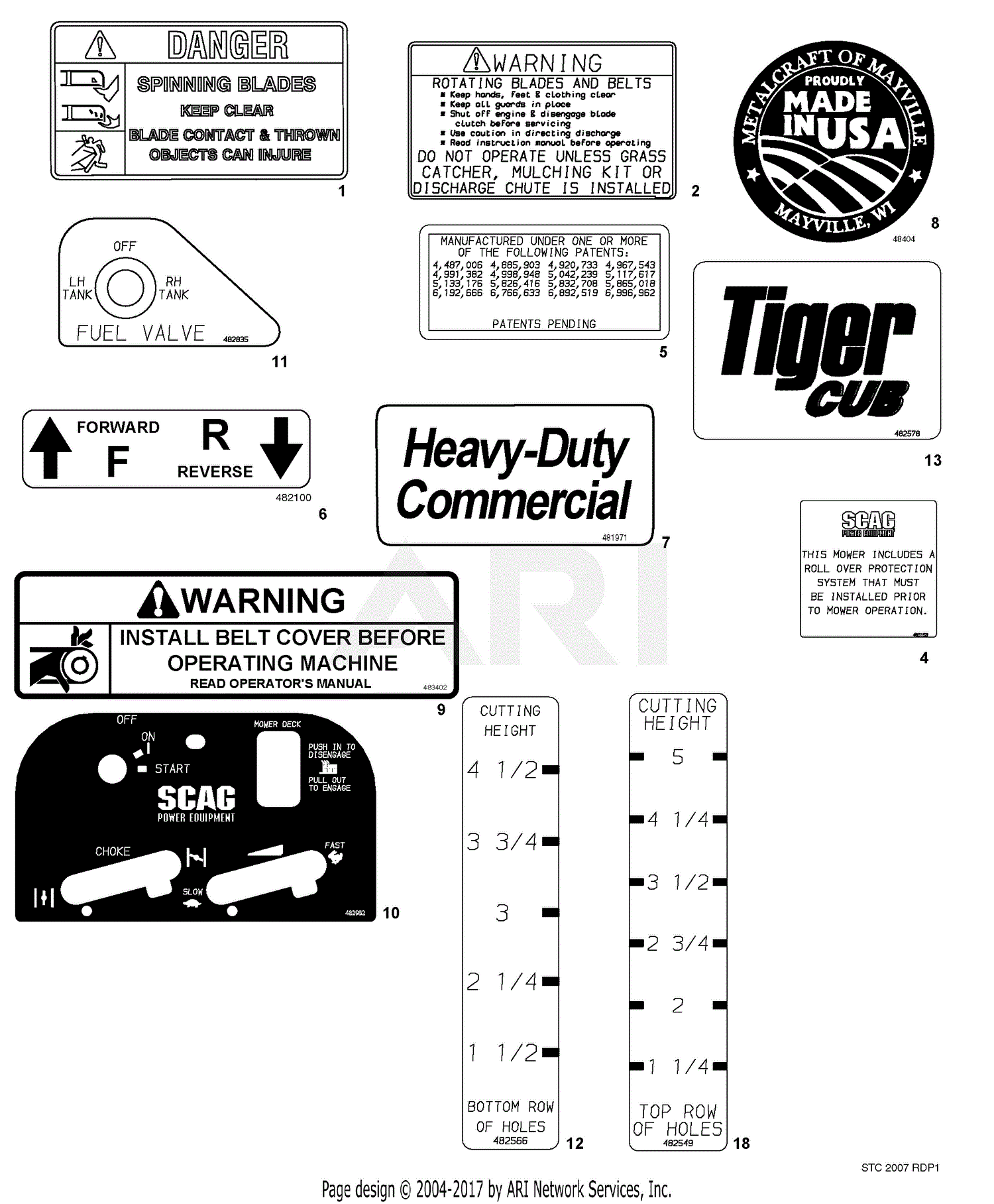  Scag  SMTC 48V Tiger  Cub  S N C7000001 C7099999 Parts 