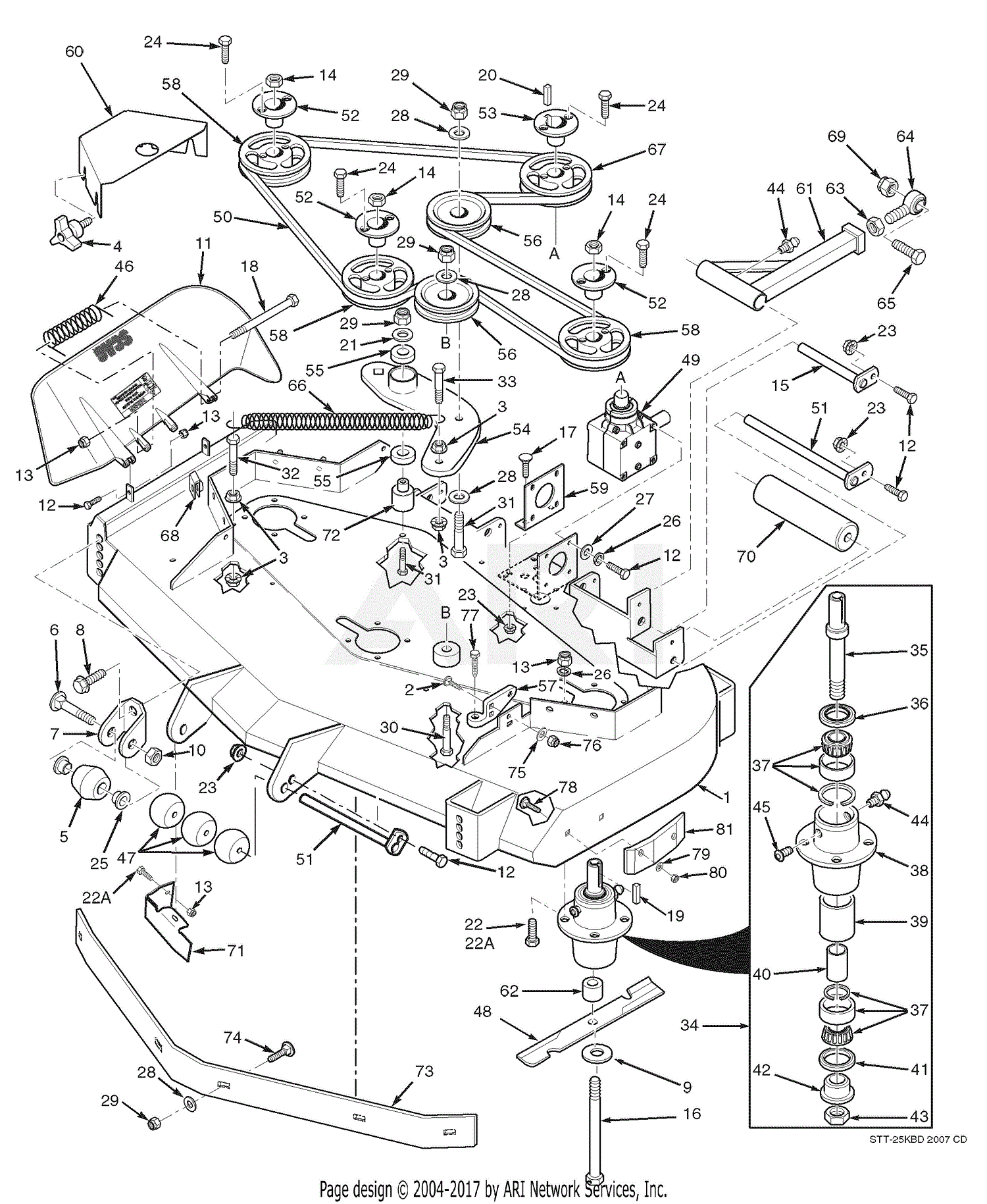 Scag STT61V-25KBD-SS (Turf Tiger) (S/N D1000001-D1099999) Parts Diagram ...