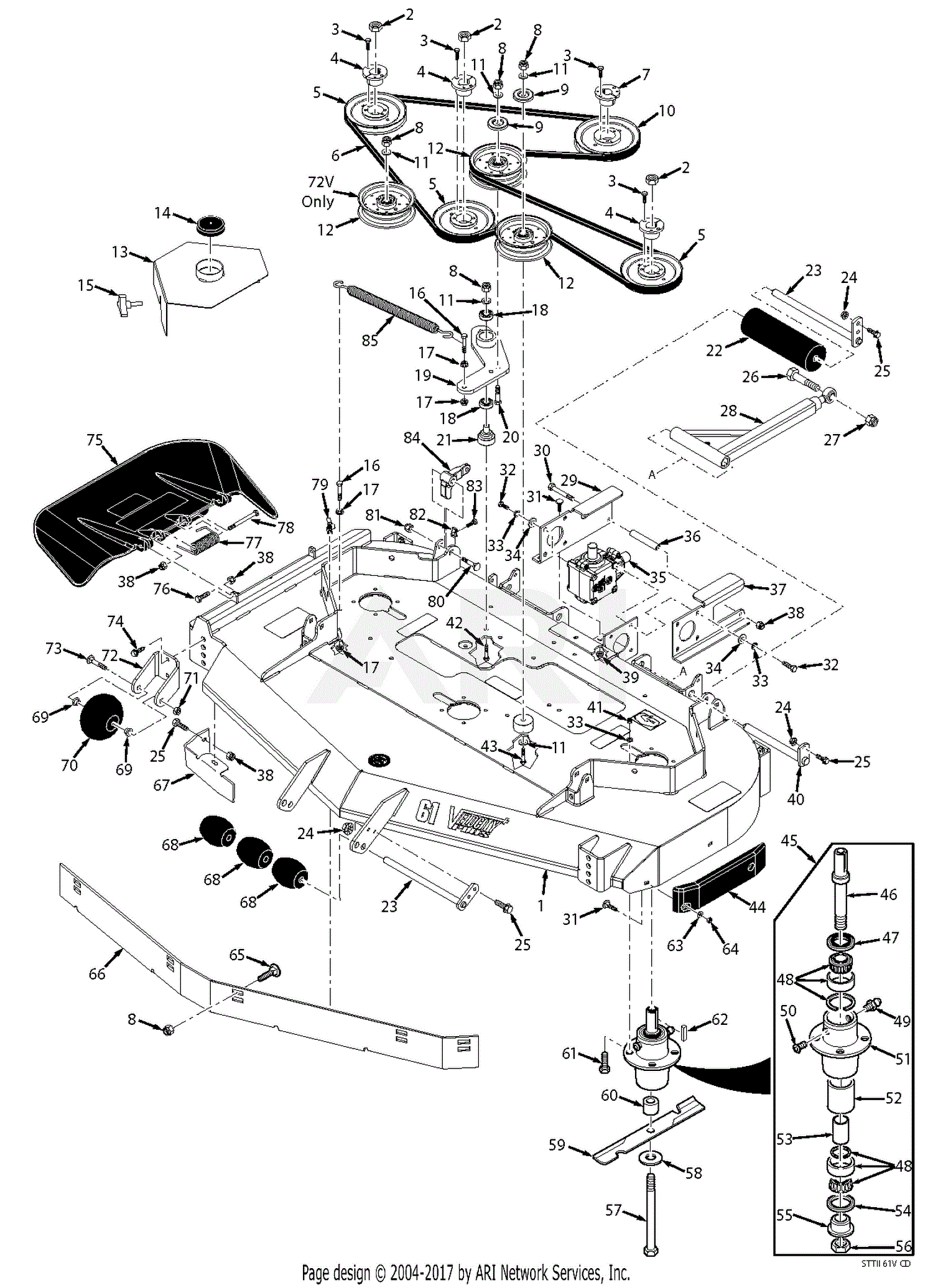 Scag STTII72V35BV Turf Tiger II (S/N M0900001M0999999) Parts Diagram