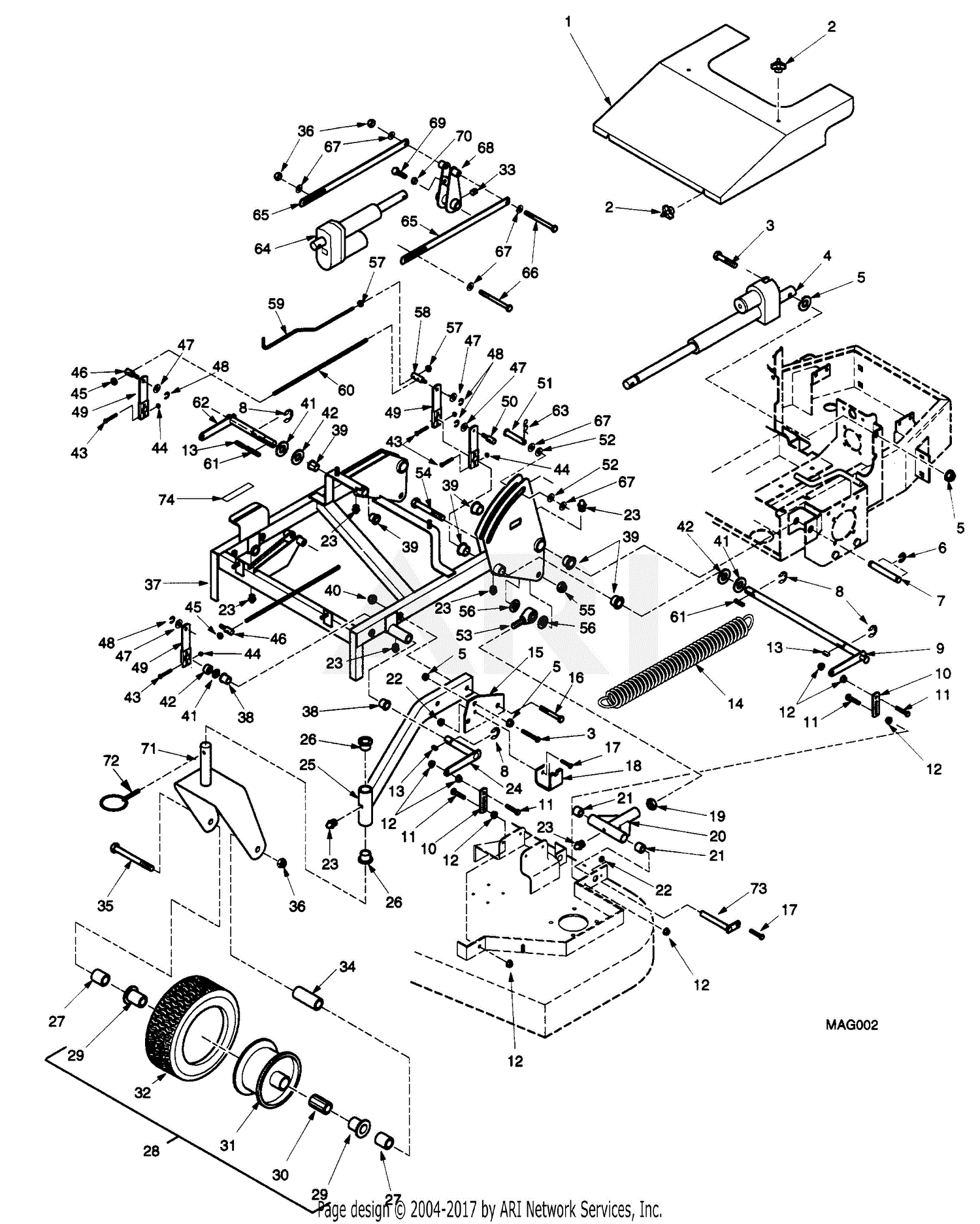 Scag MAG III (60000-69999) Parts Diagram for CUTTER DECK SUPPORT MAG-61