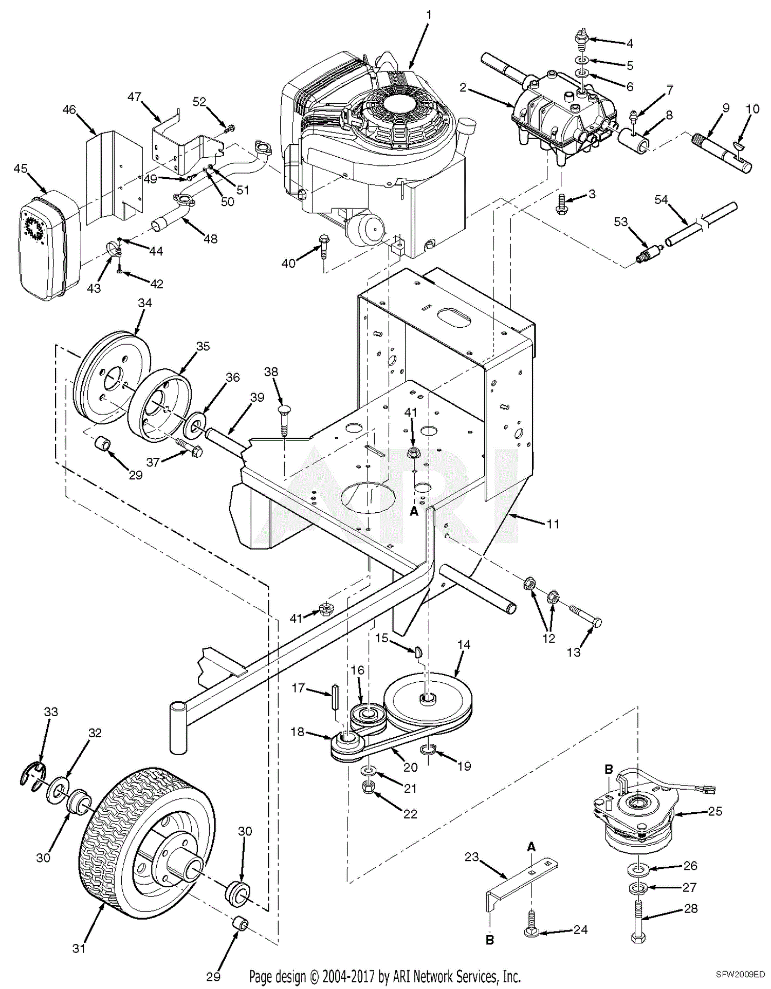 Scag SFW36-16BV (S/N F9100001-F9199999) Parts Diagram for Engine Deck