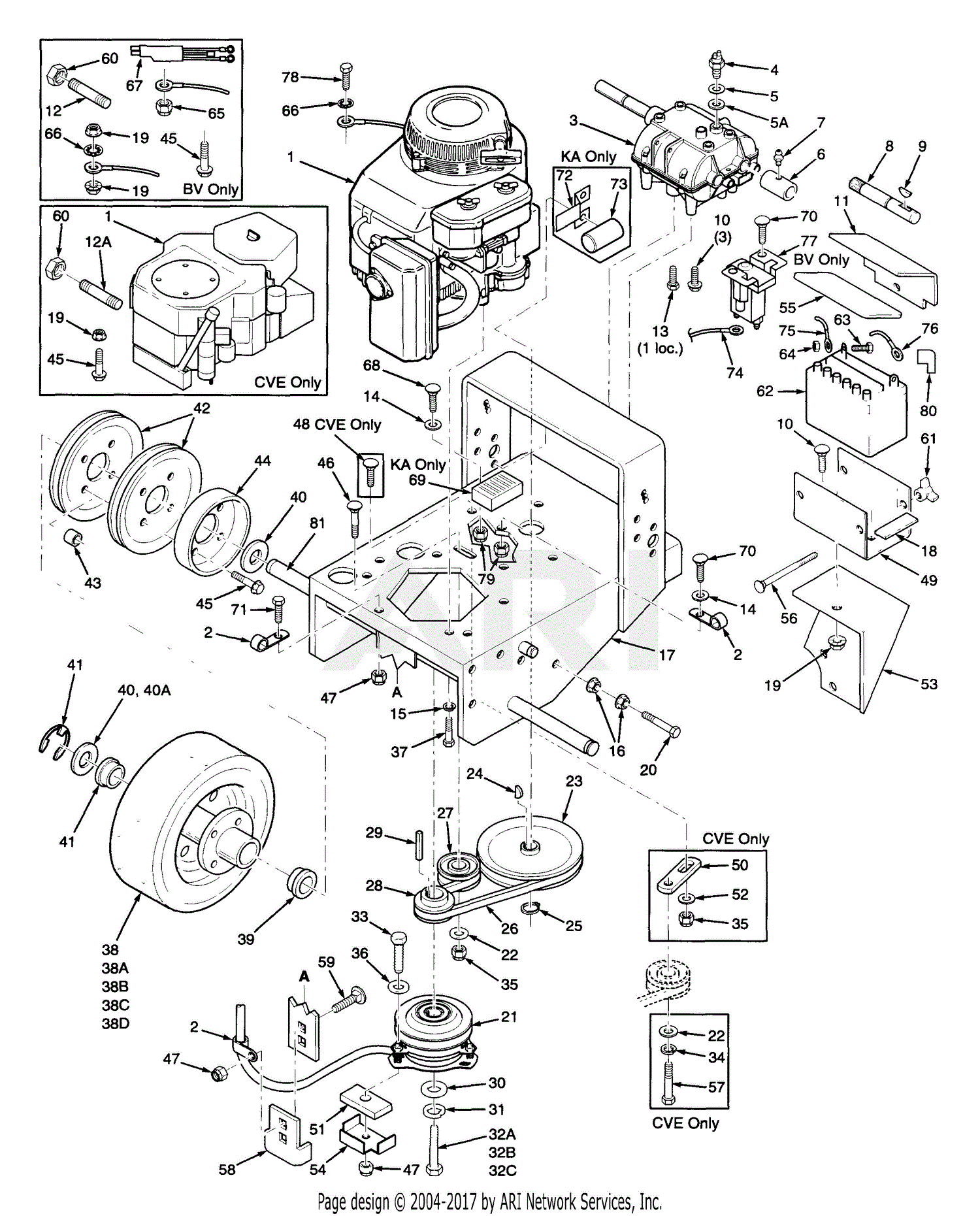 Scag Sw36-13ka (70000-79999) Parts Diagram For Engine Deck