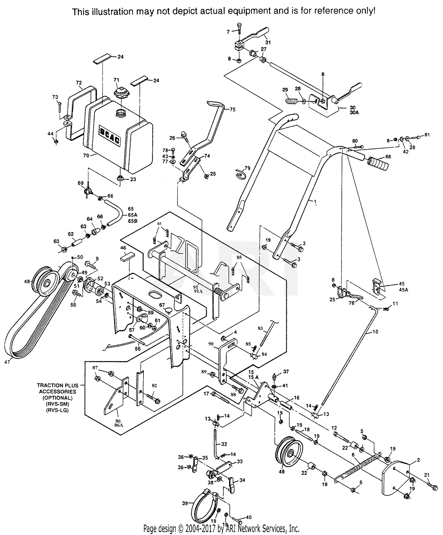 Scag SW48-14KA-50001 Parts Diagram for HANDLE ASSEMBLY