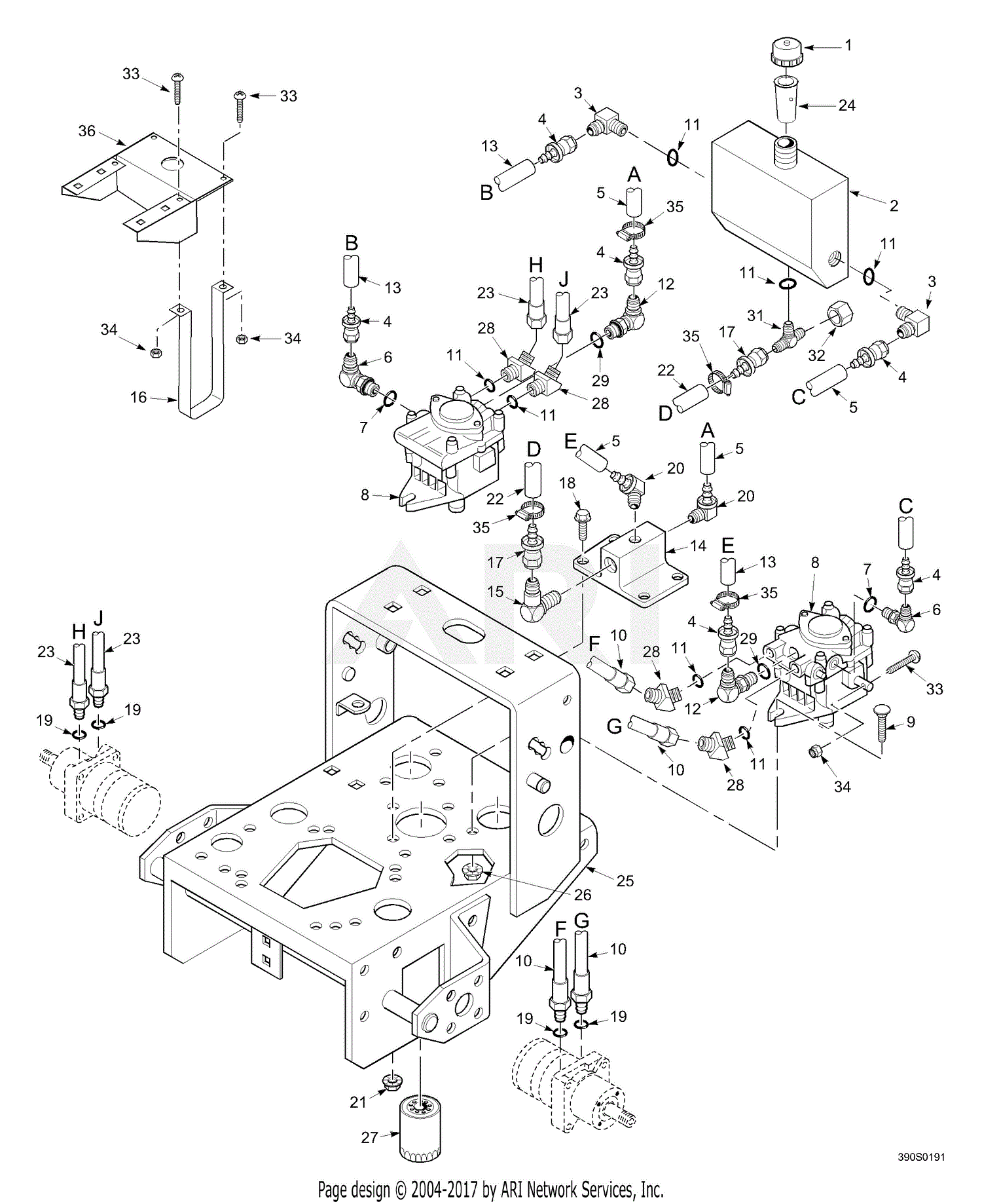 Scag SWZU36A-15KA (S/N 6340001-6349999) Parts Diagram for Hydraulic ...