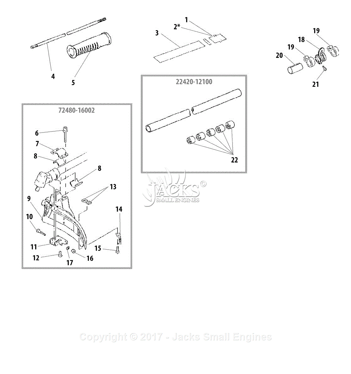 Shindaiwa T260 Parts Diagram For Handle, Outer Tube