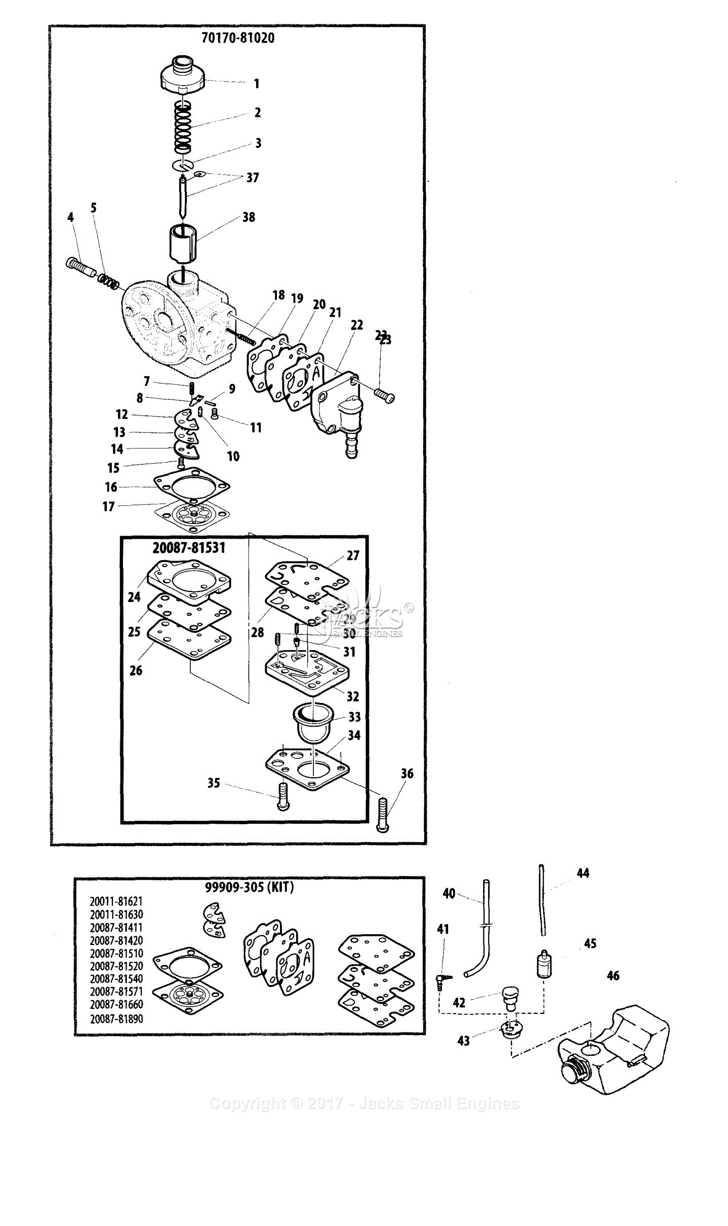 Shindaiwa T270 Parts Diagram for Carburetor -- EPA & CARB Changes