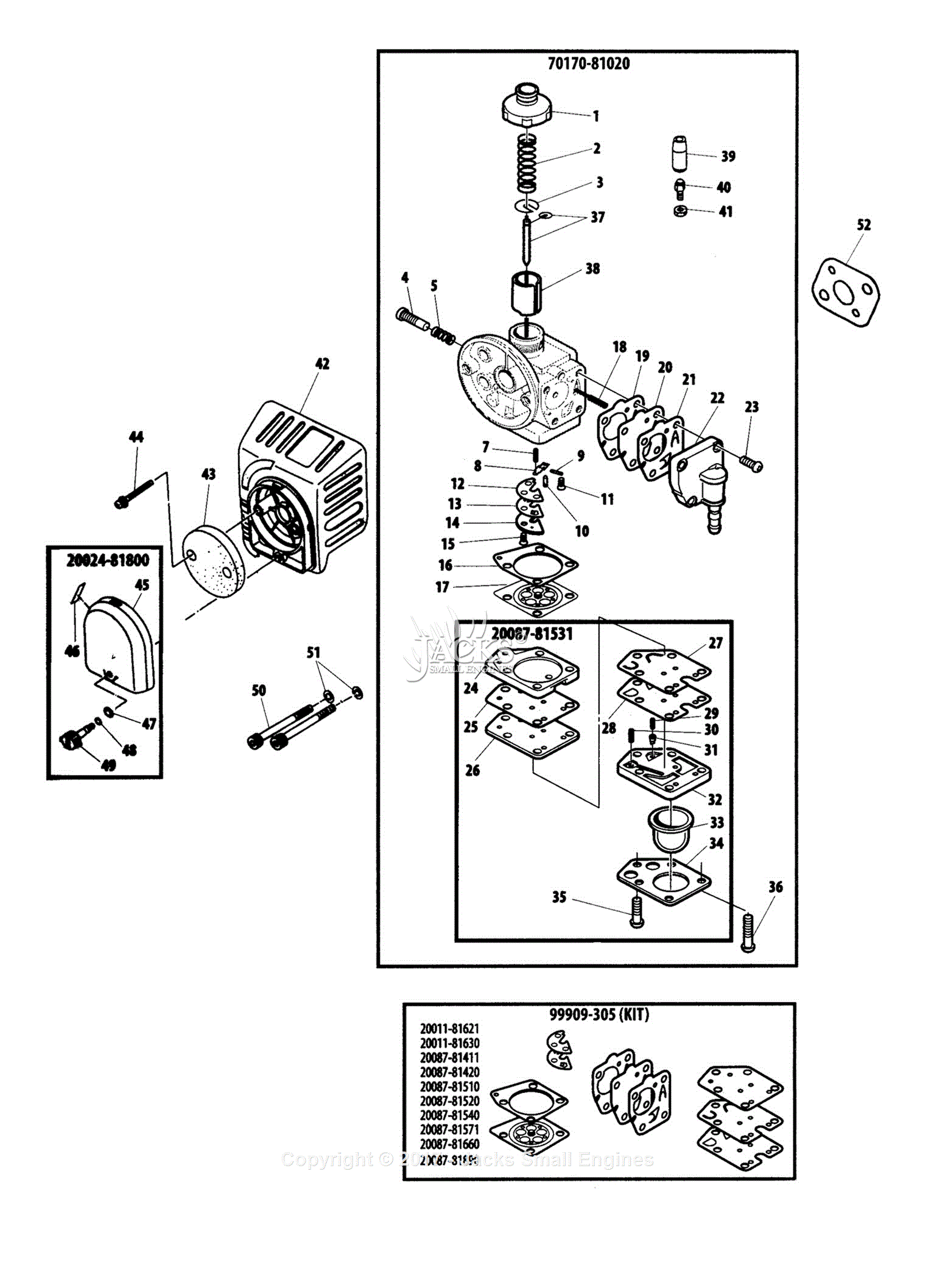 Shindaiwa T270 Parts Diagram for Carburetor (EPA/CARB)