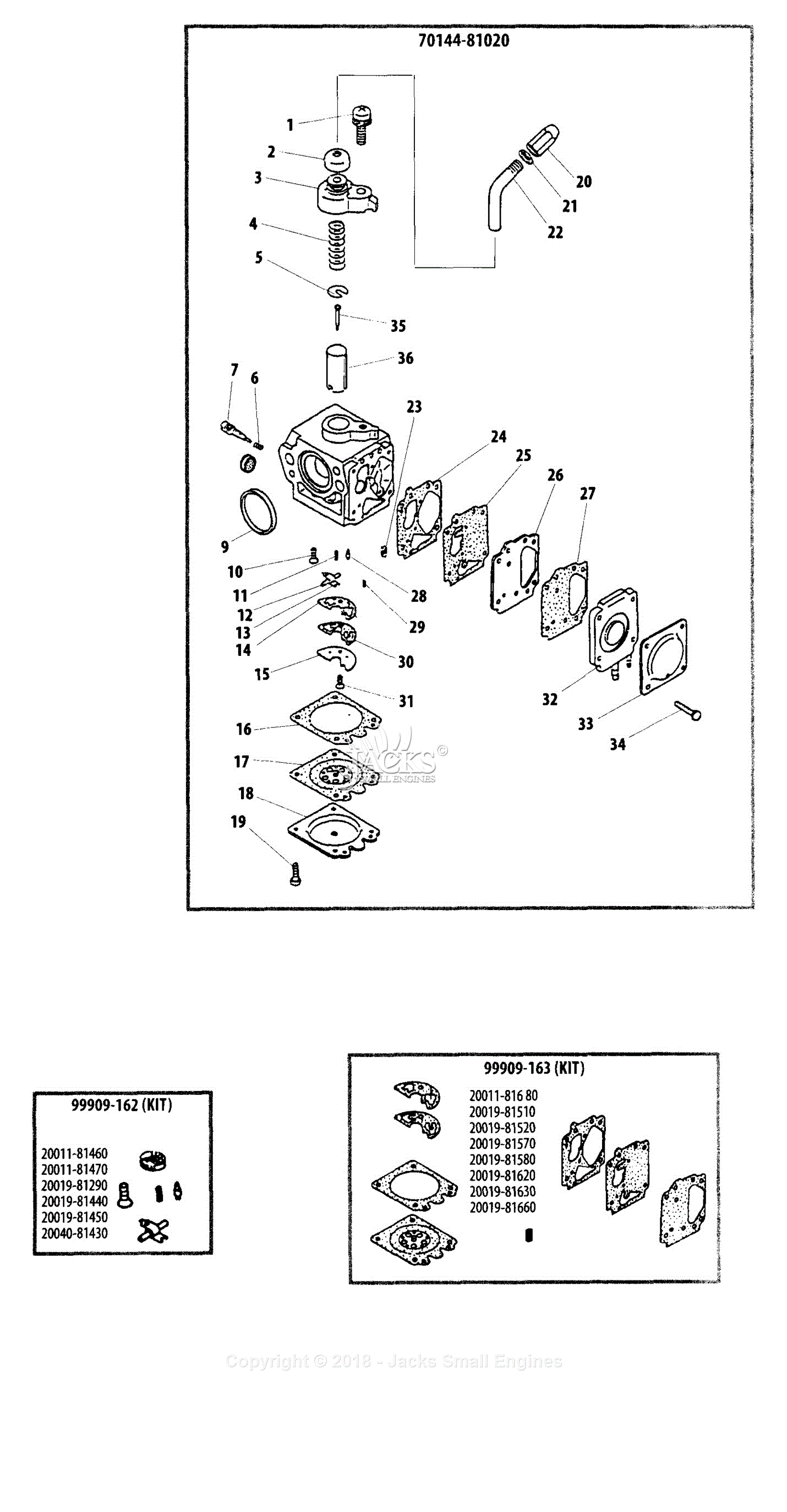 Shindaiwa LE260 Parts Diagram for Carburetor -- EPA & CARB Changes