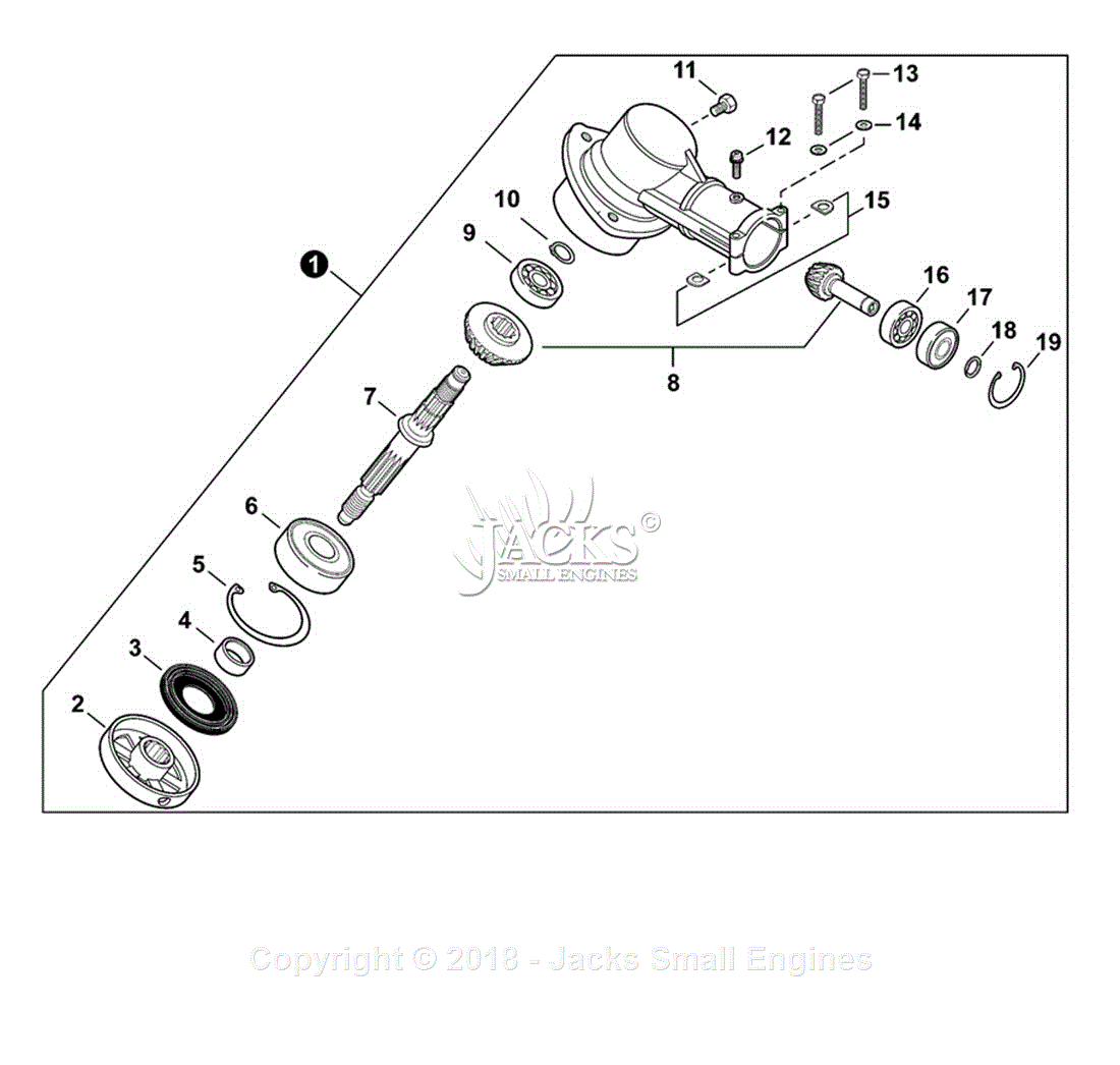 Shindaiwa T254 S/N: T10212001001 - T10212999999 Parts Diagram for GEAR CASE