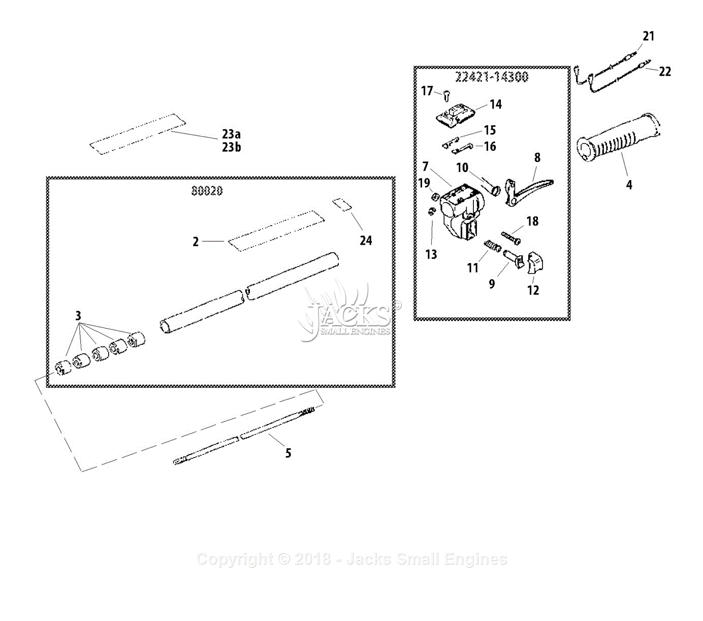 Shindaiwa T261 Parts Diagram for Outer Tube, Throttle Lever