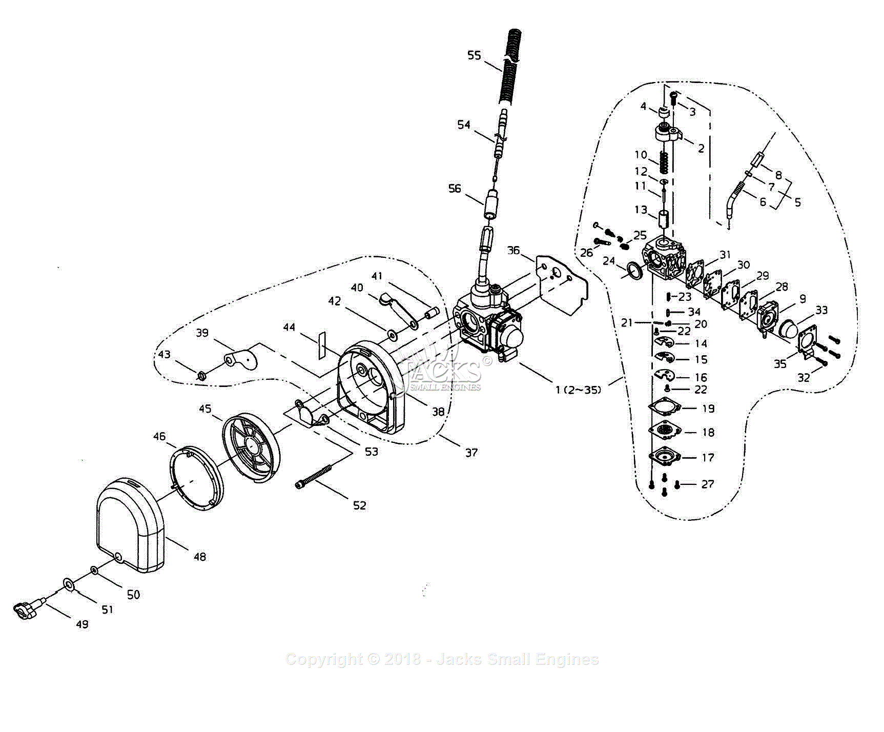 Shindaiwa T261X Parts Diagram for Carburetor