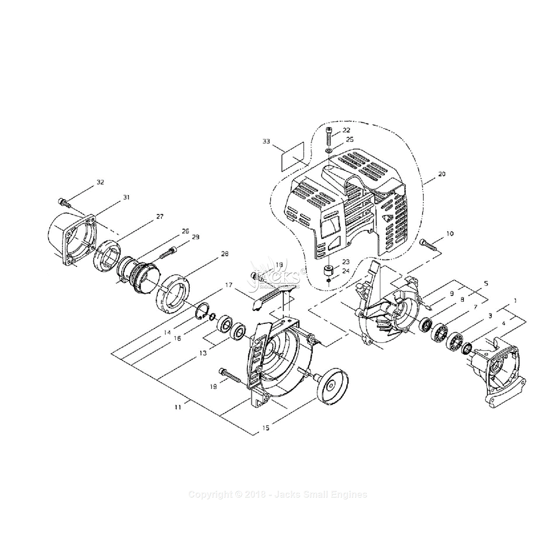 Shindaiwa AHS231 Parts Diagram for Fan Cover, Crankcase, Cylinder Cover