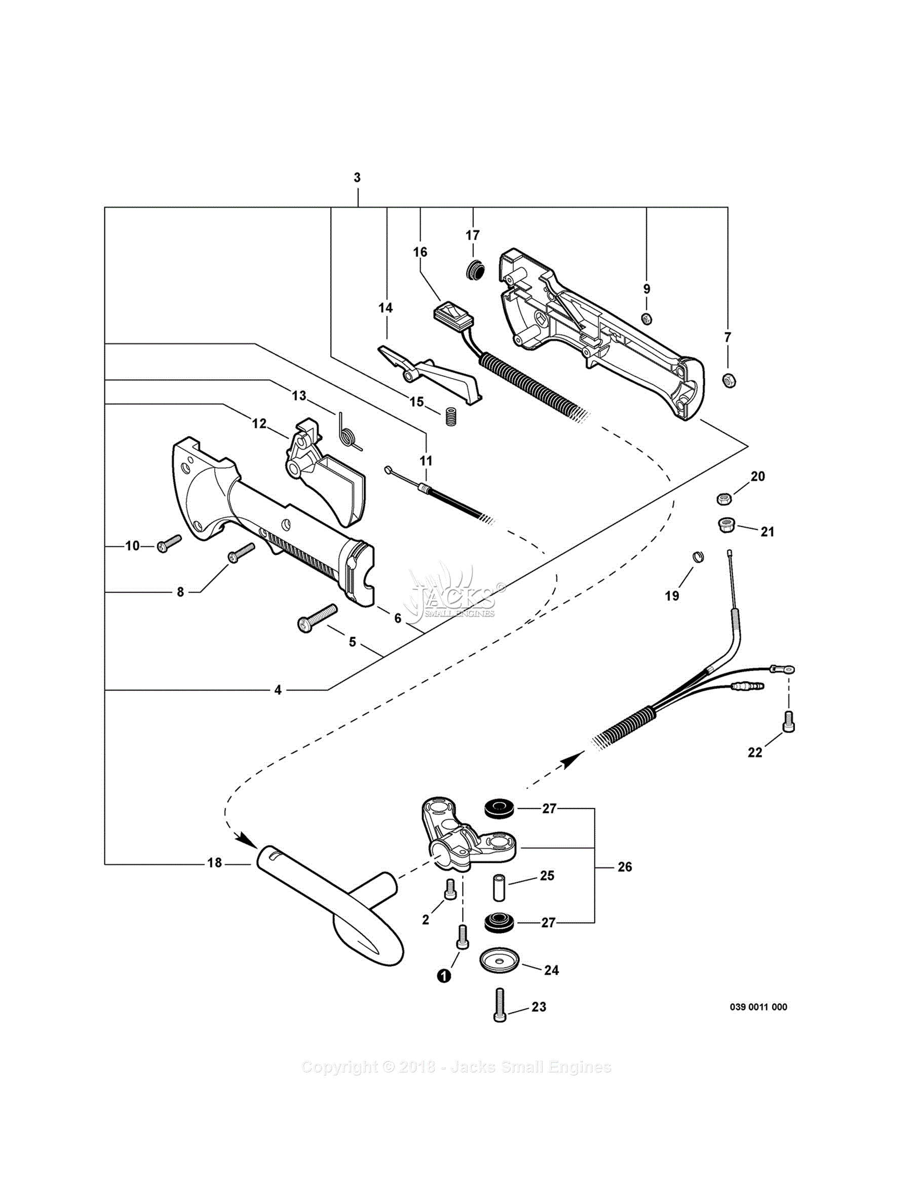 Shindaiwa Ht232 Sn T25213001001 T25213999999 Parts Diagram For Rear Handle Throttle Control 9530