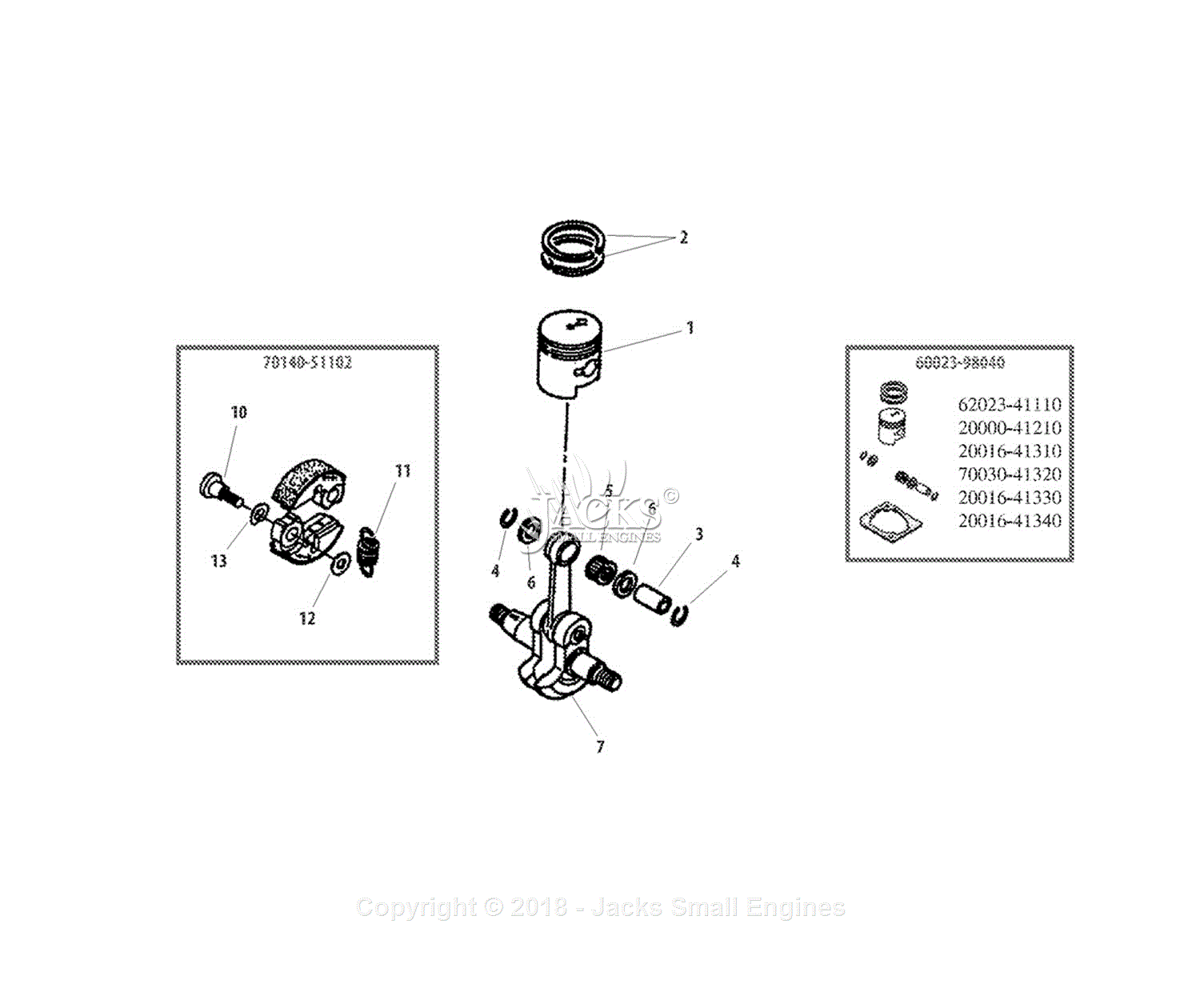 Shindaiwa M231 Parts Diagram for Clutch, Piston