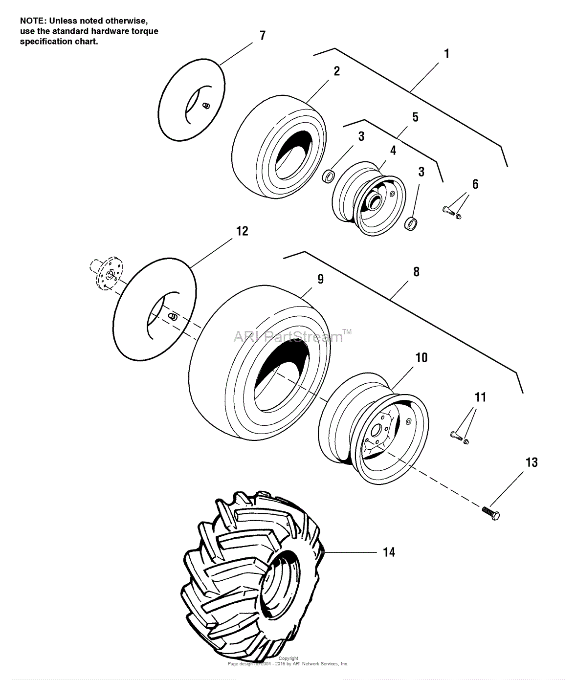 Simplicity 1691121 - 919H, 18HP Hydro Parts Diagram for Tire & Wheel Group