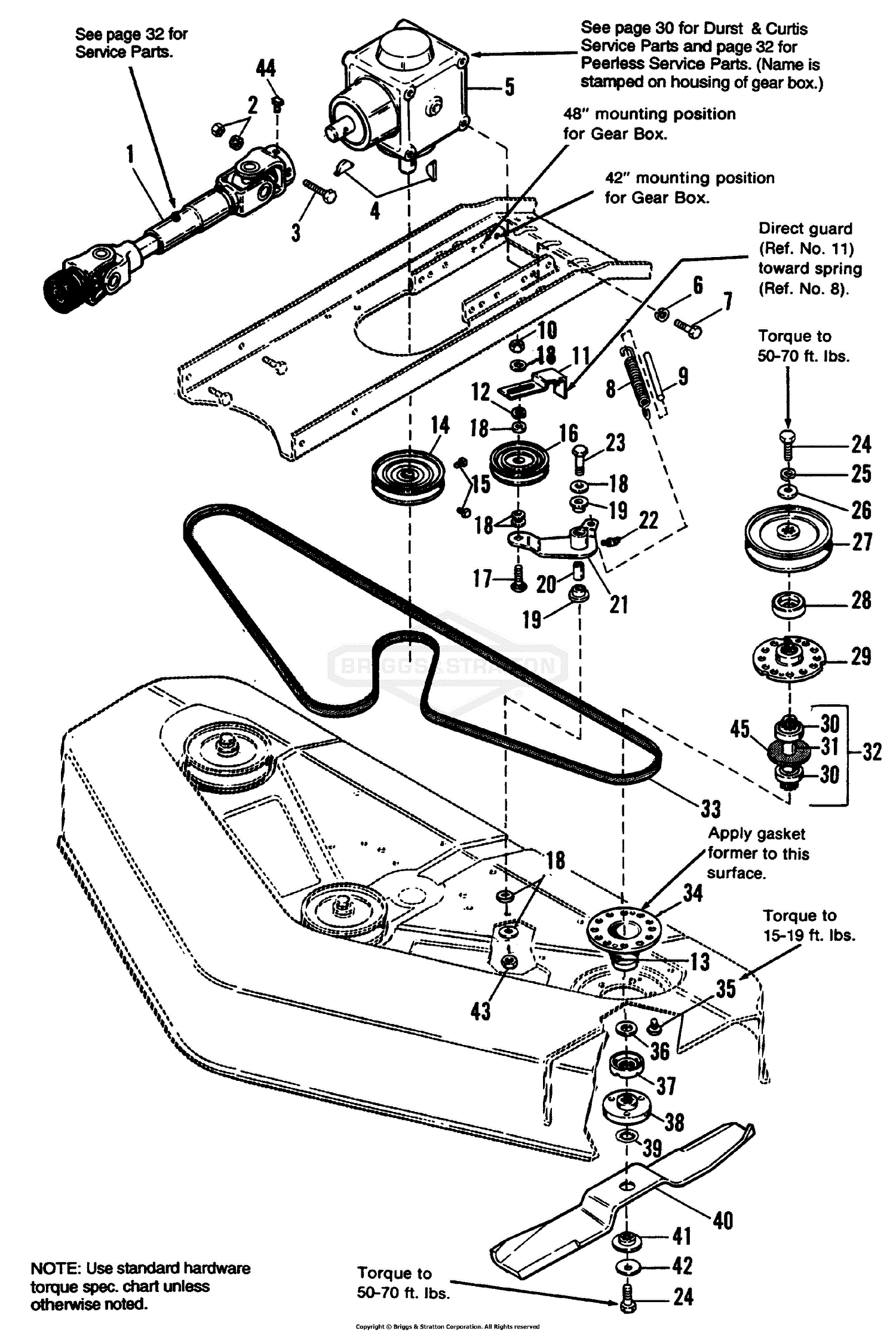 Simplicity 1691183 48" Mower Deck Parts Diagram for 42" & 48" Mowers