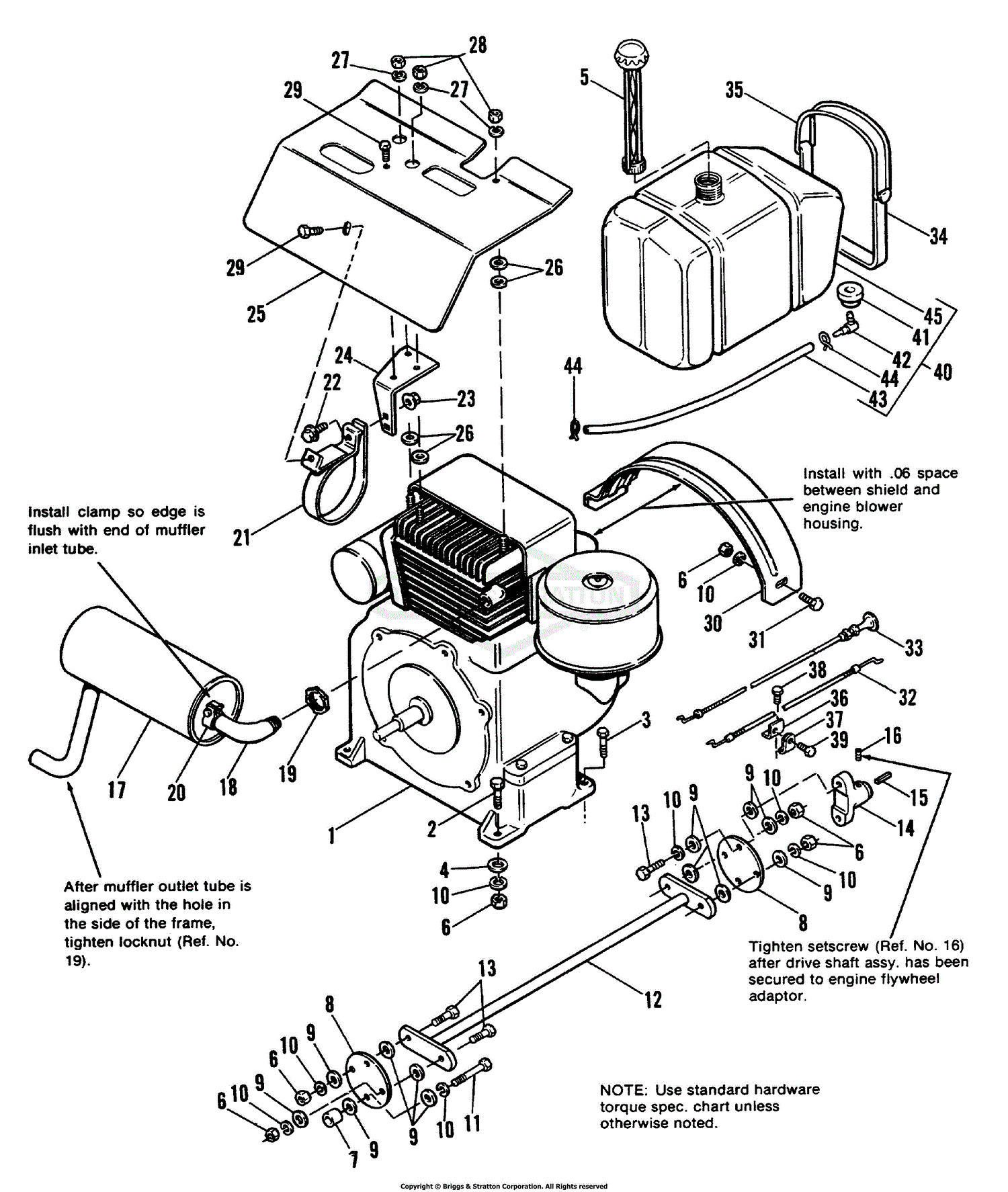 Simplicity 1691123 - 917H, 17HP Hydro Parts Diagram for Engine, Exhaust