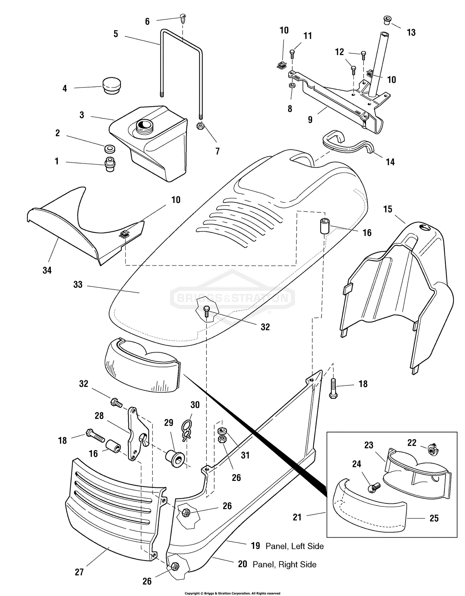 Simplicity 1693915 - Regent, 16HP Hydro Parts Diagram for Hood, Dash ...