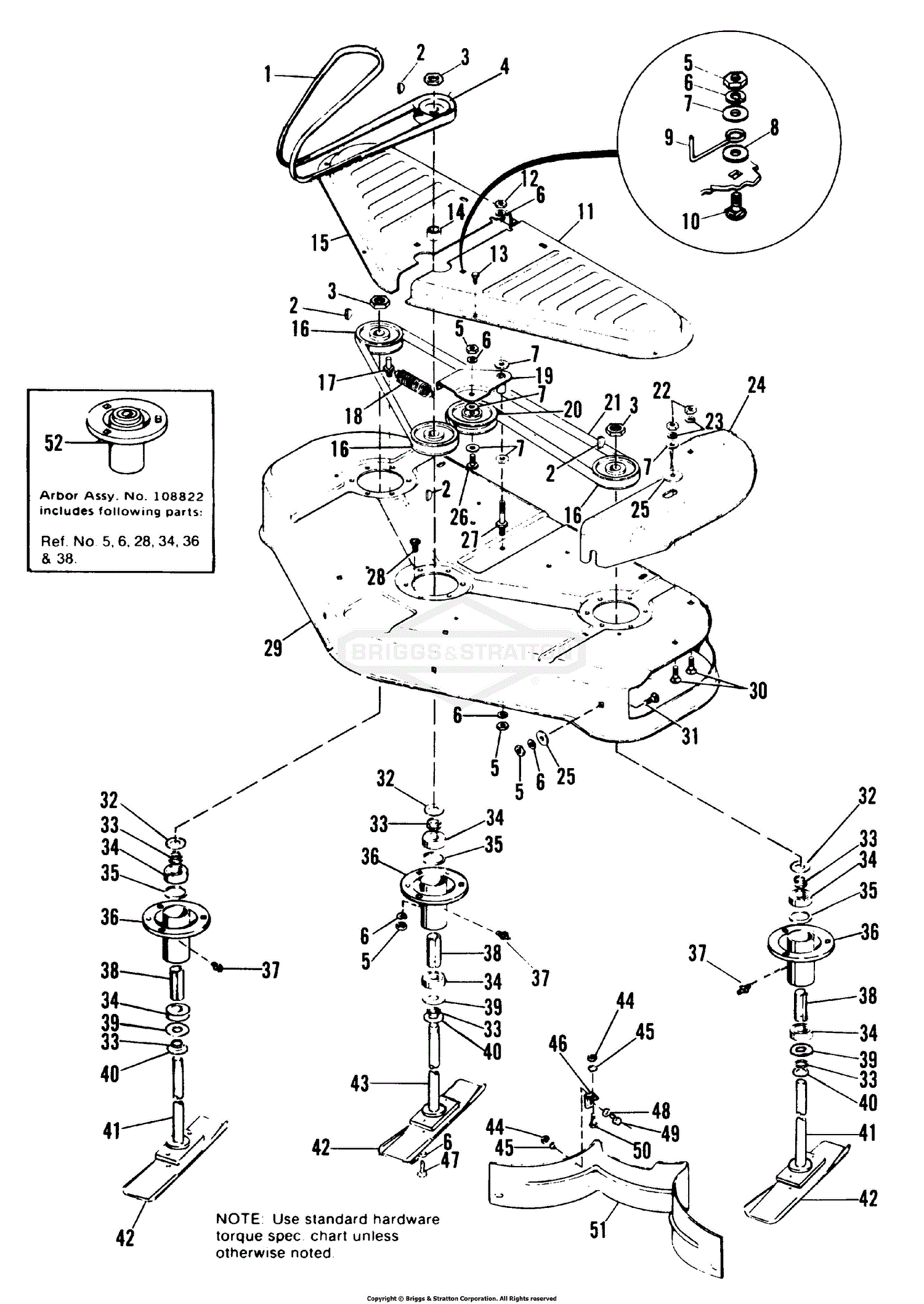 Simplicity 990422 36 Rotary Mower Parts Diagram For Arbor And Housing Group