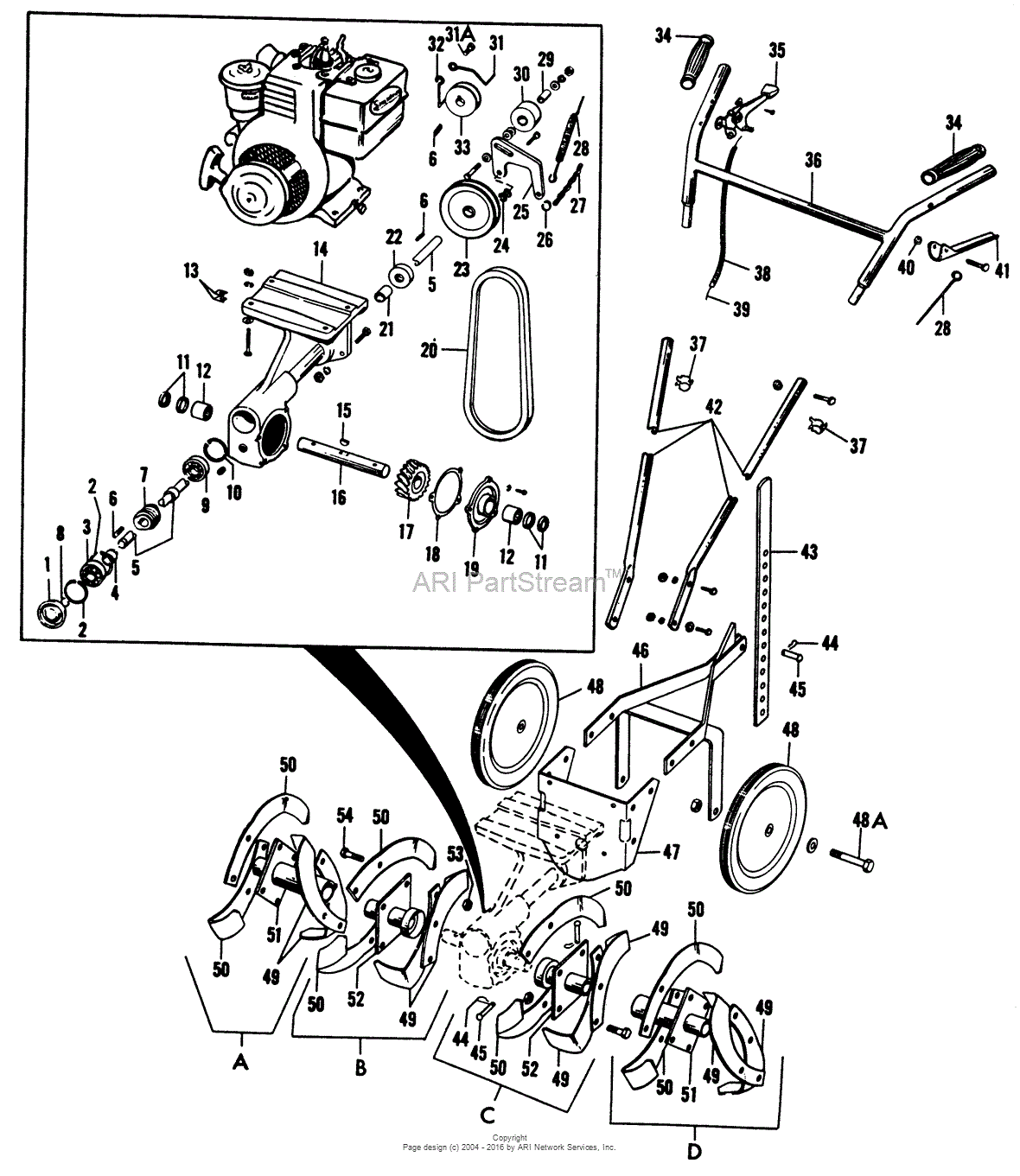 Rotary Walk Behind Tiller Parts Diagram