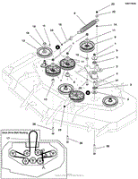 Snapper Pro 5901510 S200XTBVE3761 61 Zero Turn Rider Parts Diagram for 61 Mower Deck Pulleys Belt Idler Arm S N 2016953546 Above