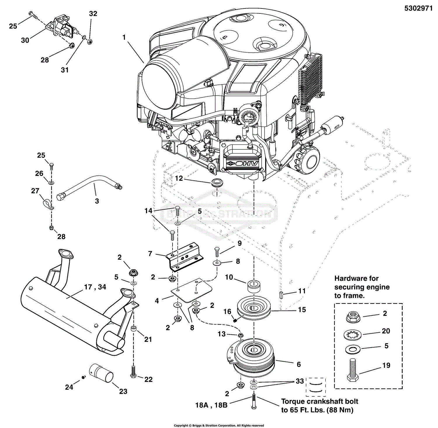 Snapper Pro 5900574 S150XTB2852, 52" ZeroTurn Rider Parts Diagram for Engine & PTO Group