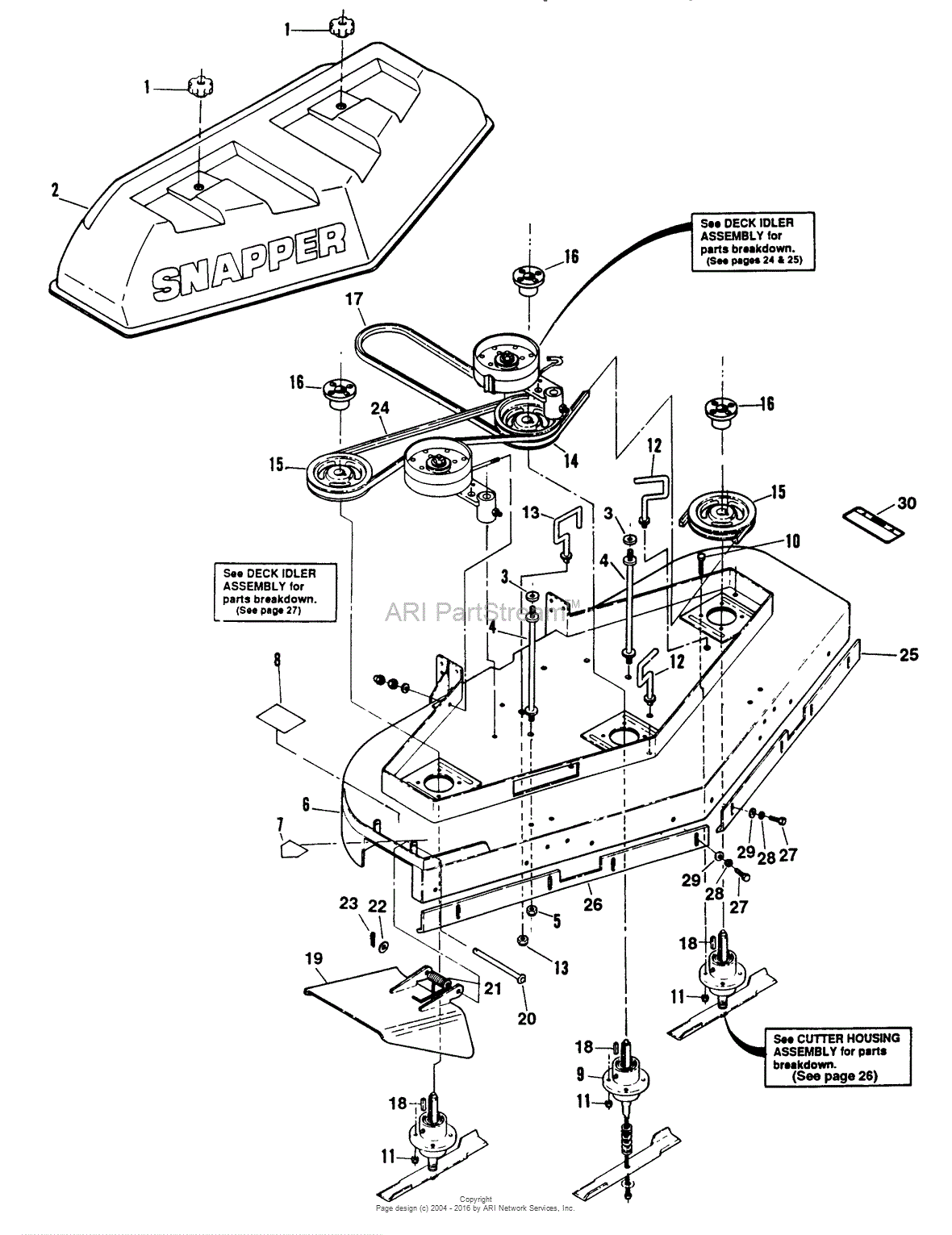 Snapper PMA7480 48" Pro Deck Attachment for Series 0 Parts Diagram for