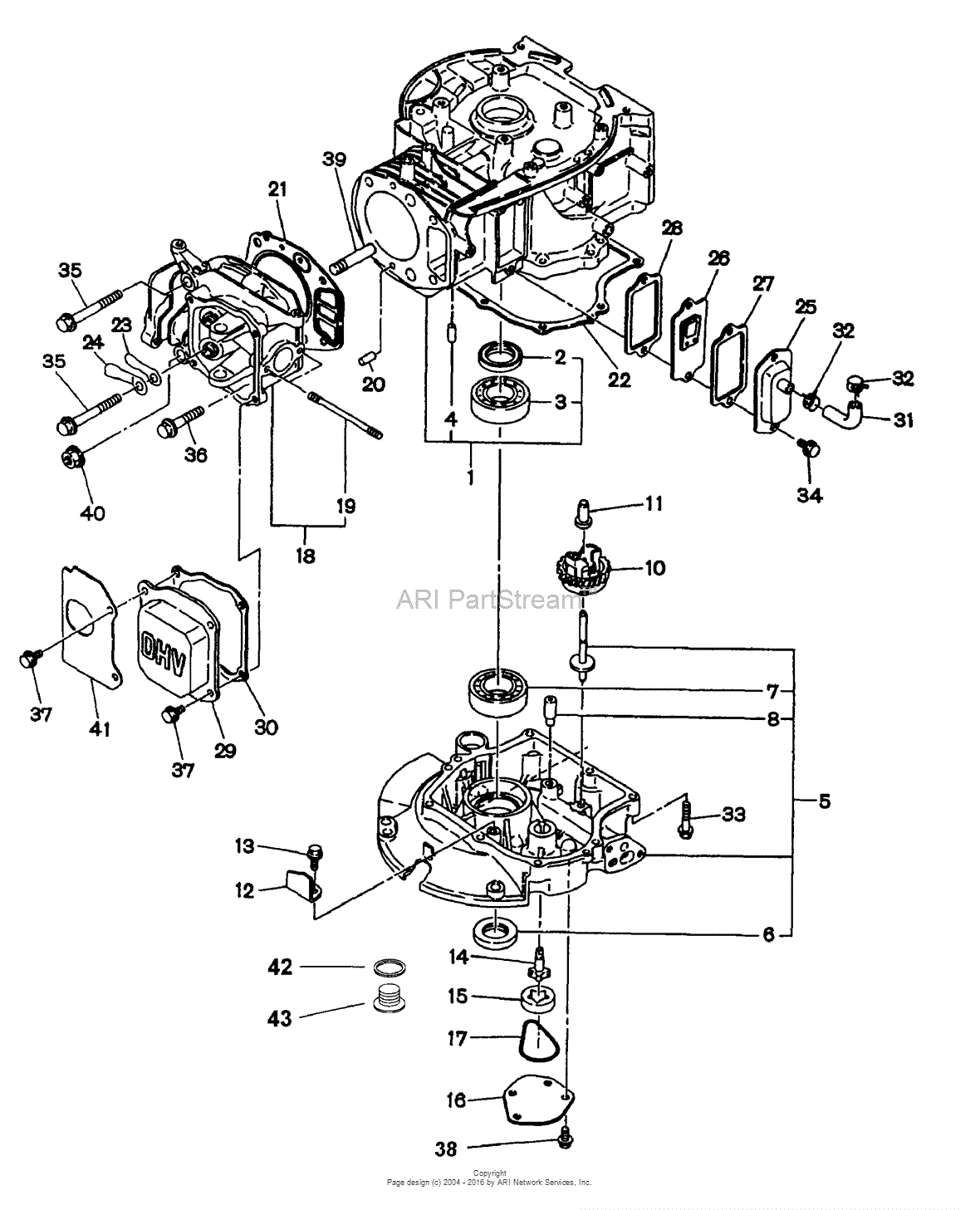 Snapper WO1180V 6.5 HP 4 Cycle OHV Robin Engine Parts Diagram for Crankcase