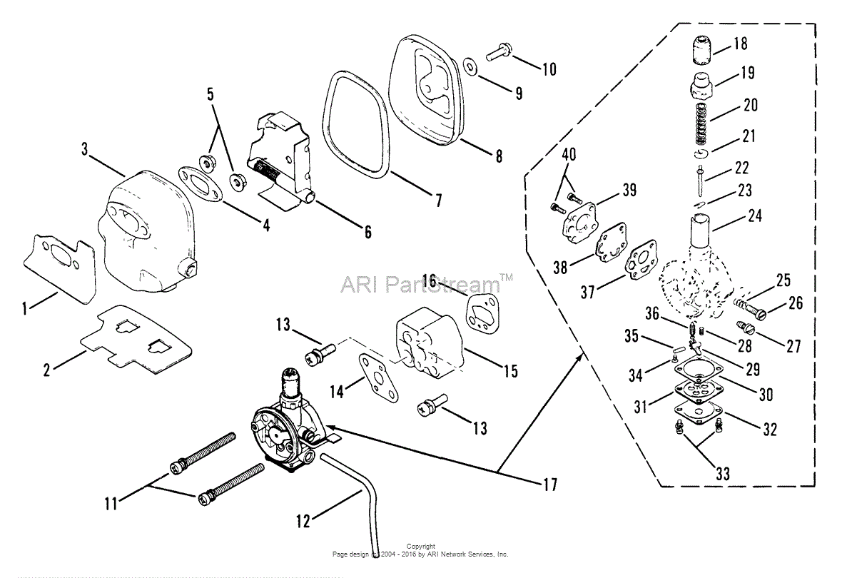 Snapper 240SS 24.1cc Straight Shaft Trimmer Series 0 Parts Diagram for 240SS Carburetor Assm`y